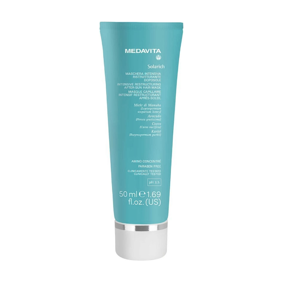 

Інтенсивна відновлювальна маска для волосся Medavita Solarich Intensive Restructuring After-Sun Hair Mask pH 3.5 Після сонця, 50 мл