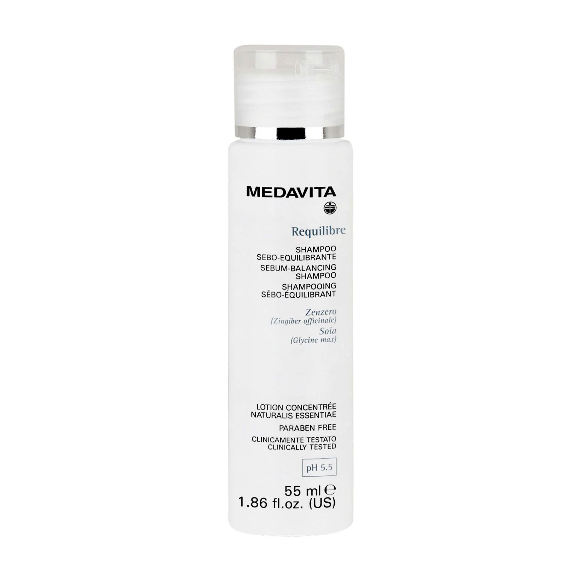 

Себорегулювальний шампунь Medavita Requilibre Sebum-Balancing Shampoo pH 5.5 для жирної шкіри голови, 55 мл