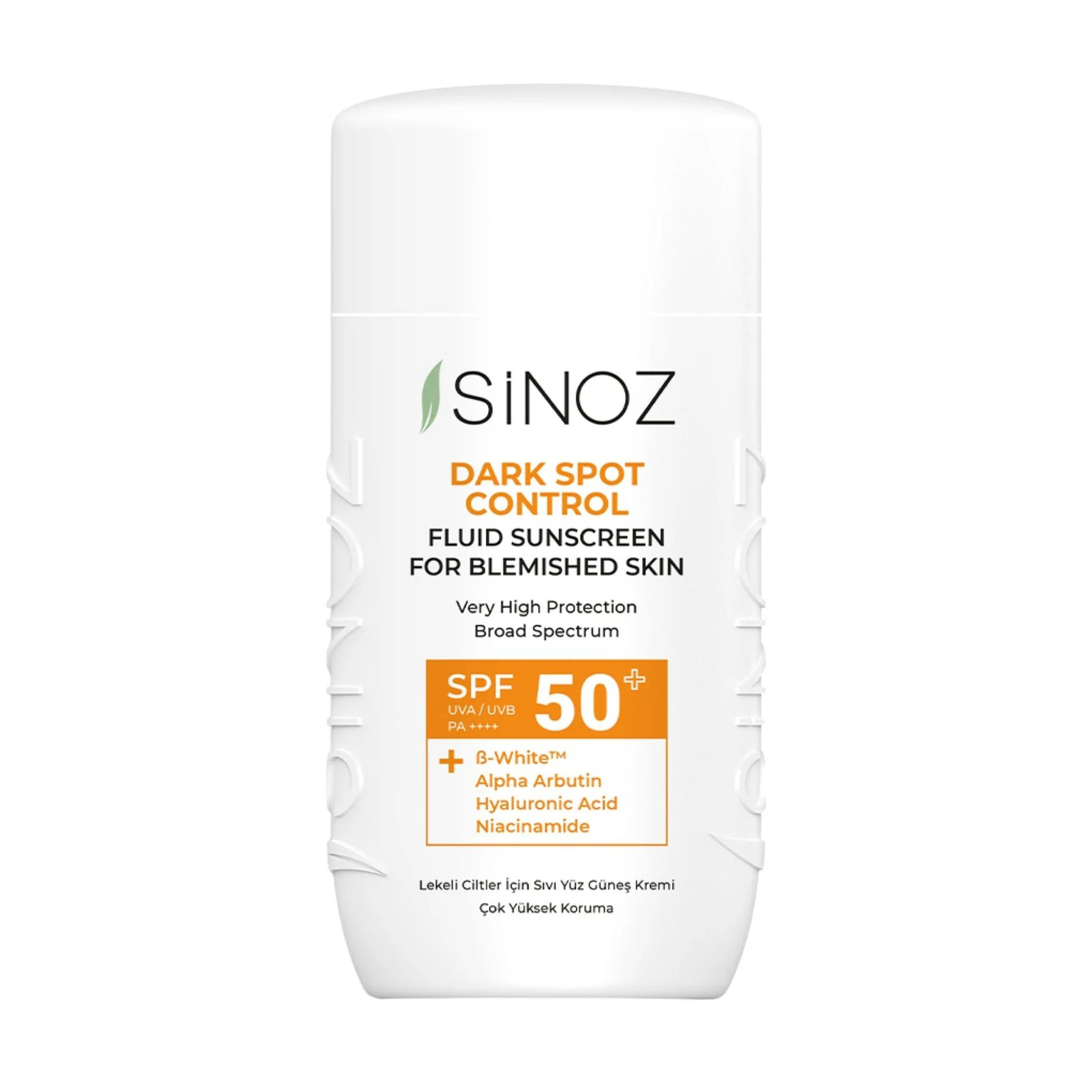 

Cонцезахисний флюїд для обличчя Sinoz Dark Spot Control Fluid Sunscreen SPF 50+ PA++++ проти темних плям, 50 мл