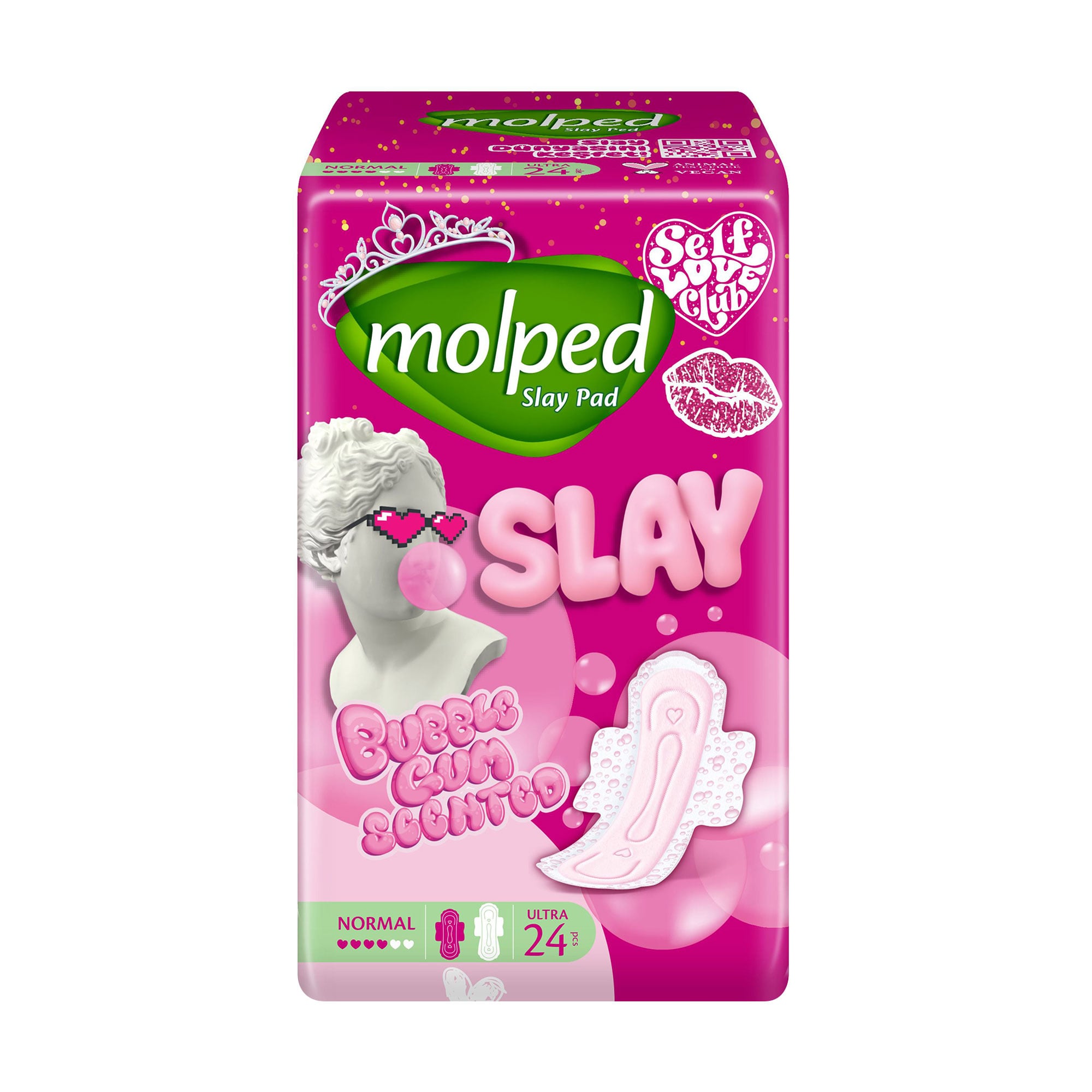 

Гігієнічні прокладки Molped Slay Pad Buble Gum Scented Normal, розмір 4, 24 шт
