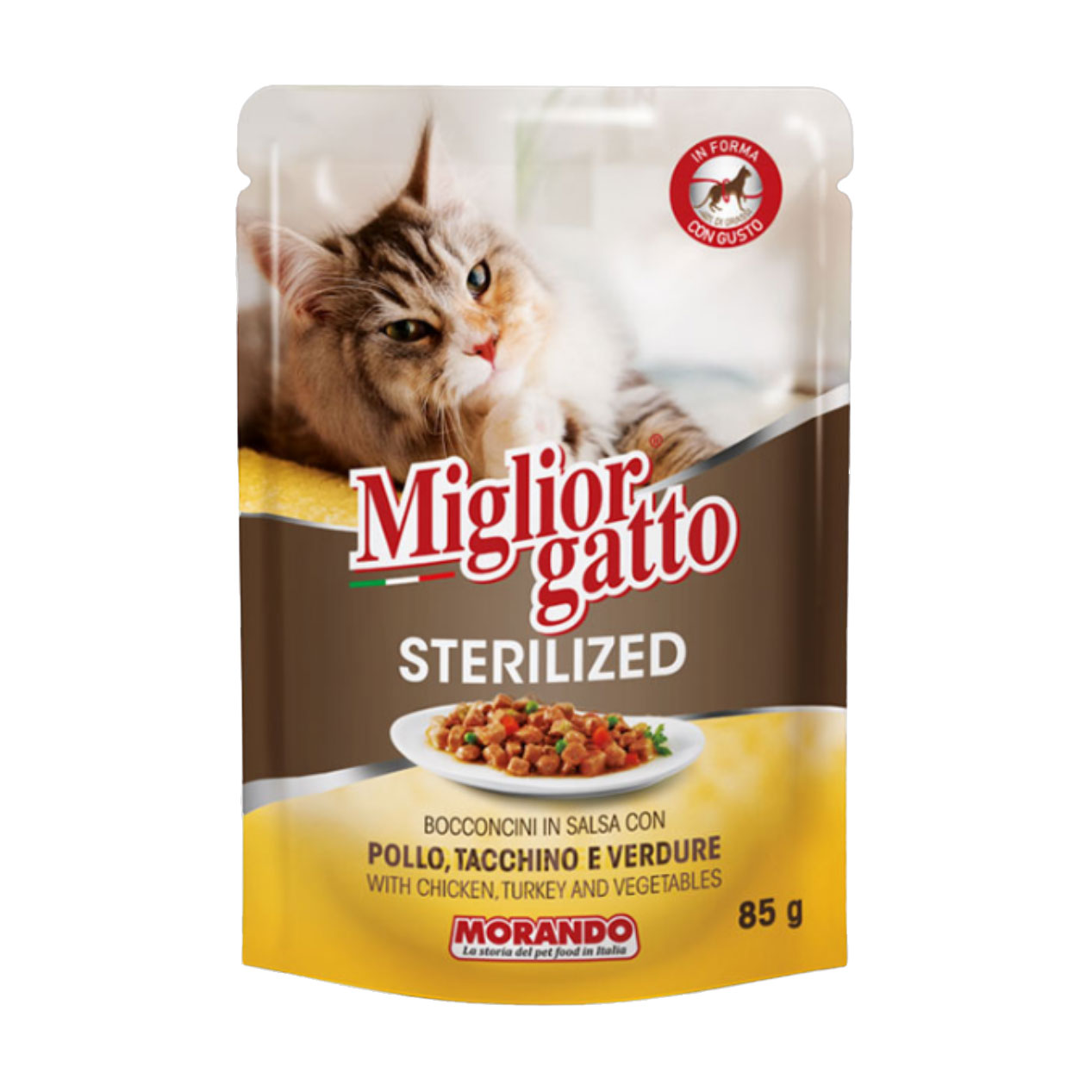 

Беззерновий вологий корм для стерилізованих котів Morando Migliorgatto Sterilized Шматочки в соусі з куркою та індичкою, 85 г