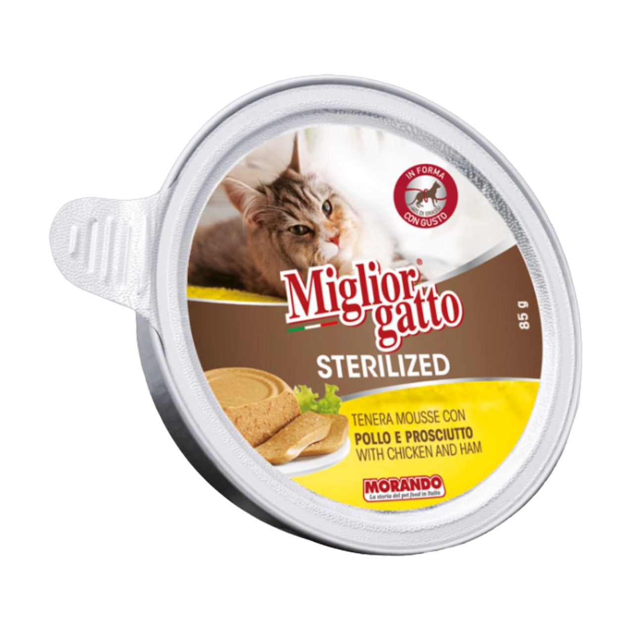 

Беззерновий вологий корм для стерилізованих котів Morando Migliorgatto Sterilized Мус з куркою та прошуто, 85 г