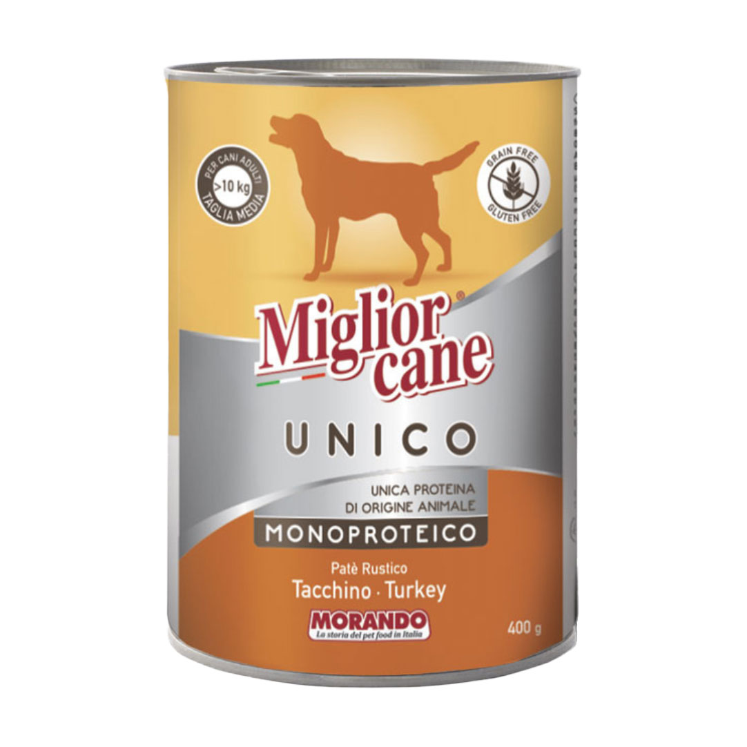 

Вологий корм для собак усіх порід Morando Migliorcane Unico Rustic Паштет з індичкою, 400 г