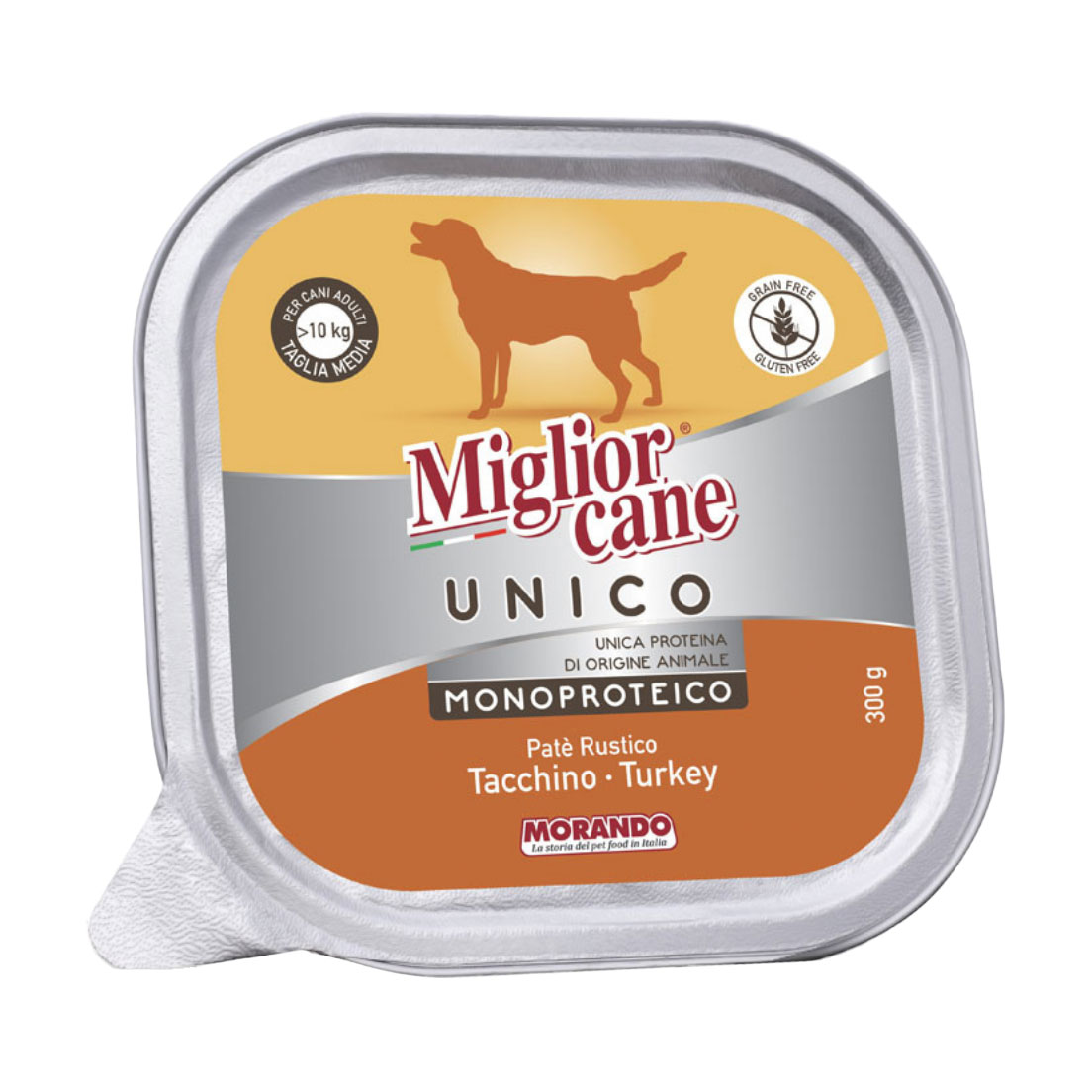 Вологий корм для собак середніх та великих порід Morando Migliorcane Unico Паштет з індички, 300 г