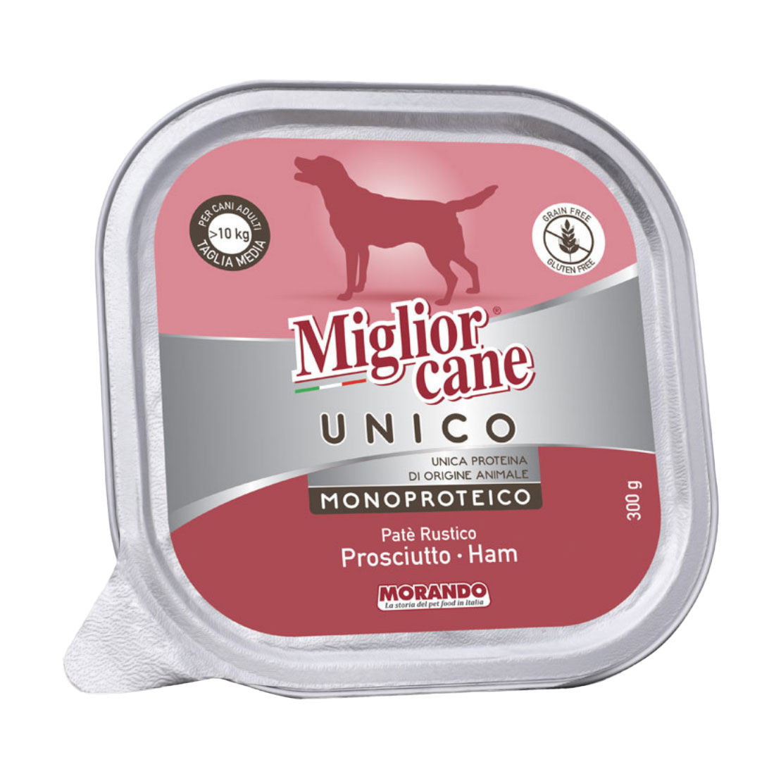 Вологий корм для собак середніх та великих порід Morando Migliorcane Unico Паштет з прошутто, 300 г