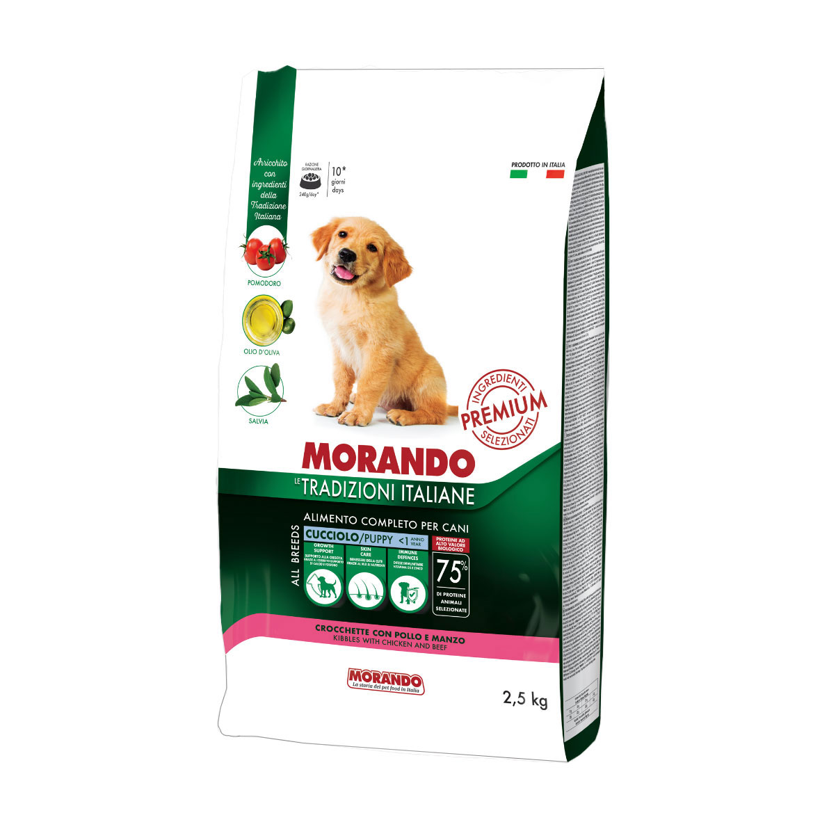 

Сухий корм для цуценят усіх порід Morando Tradizioni Puppy з куркою та яловичиною, 2.5 кг