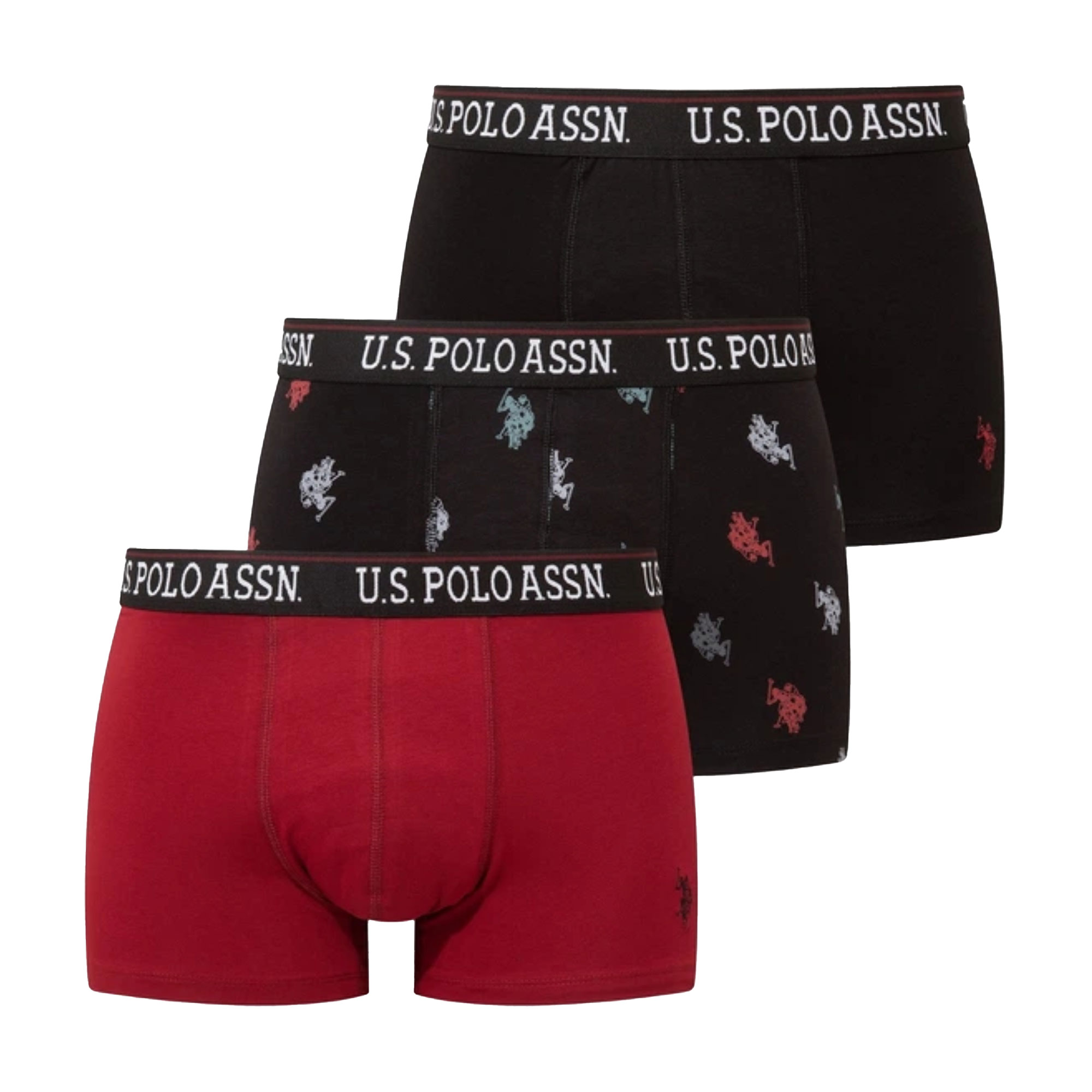

Труси-боксери чоловічі U.S. Polo Assn. 80528, Black/Burgundy/Printed, розмір XL, 3 шт