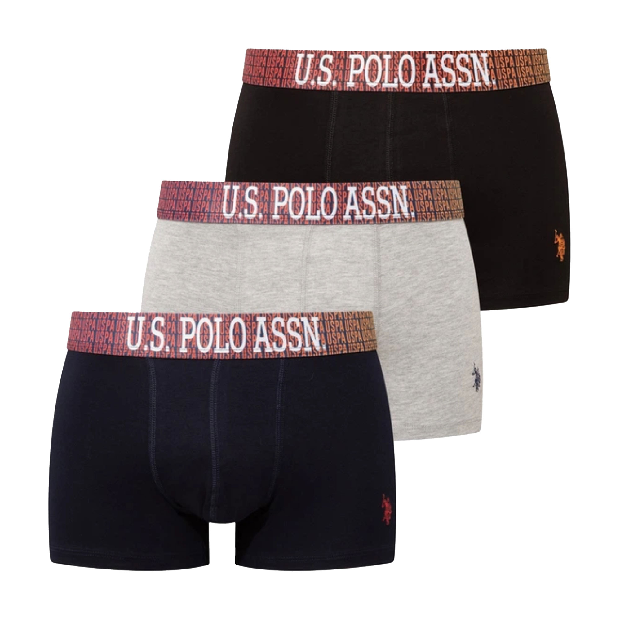 

Труси-боксери чоловічі U.S. Polo Assn. 80571, Black/Grey Melange/Navy, розмір M, 3 шт