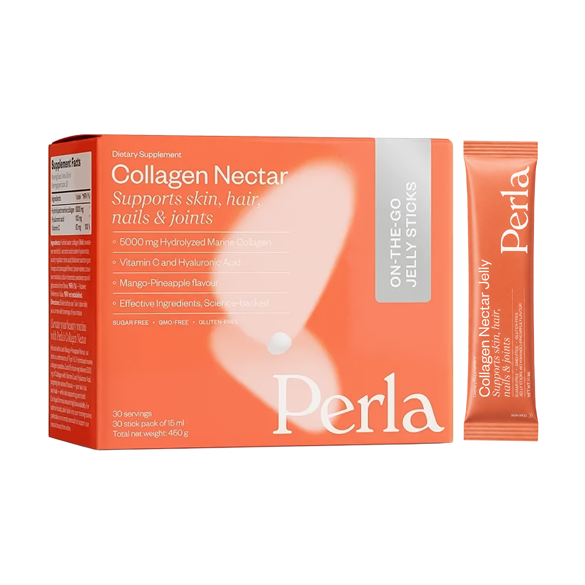 Комплекс Шкіра, нігті та волосся Perla Helsa Collagen Nectar зі смаком ананасу та манго, 30 стіків