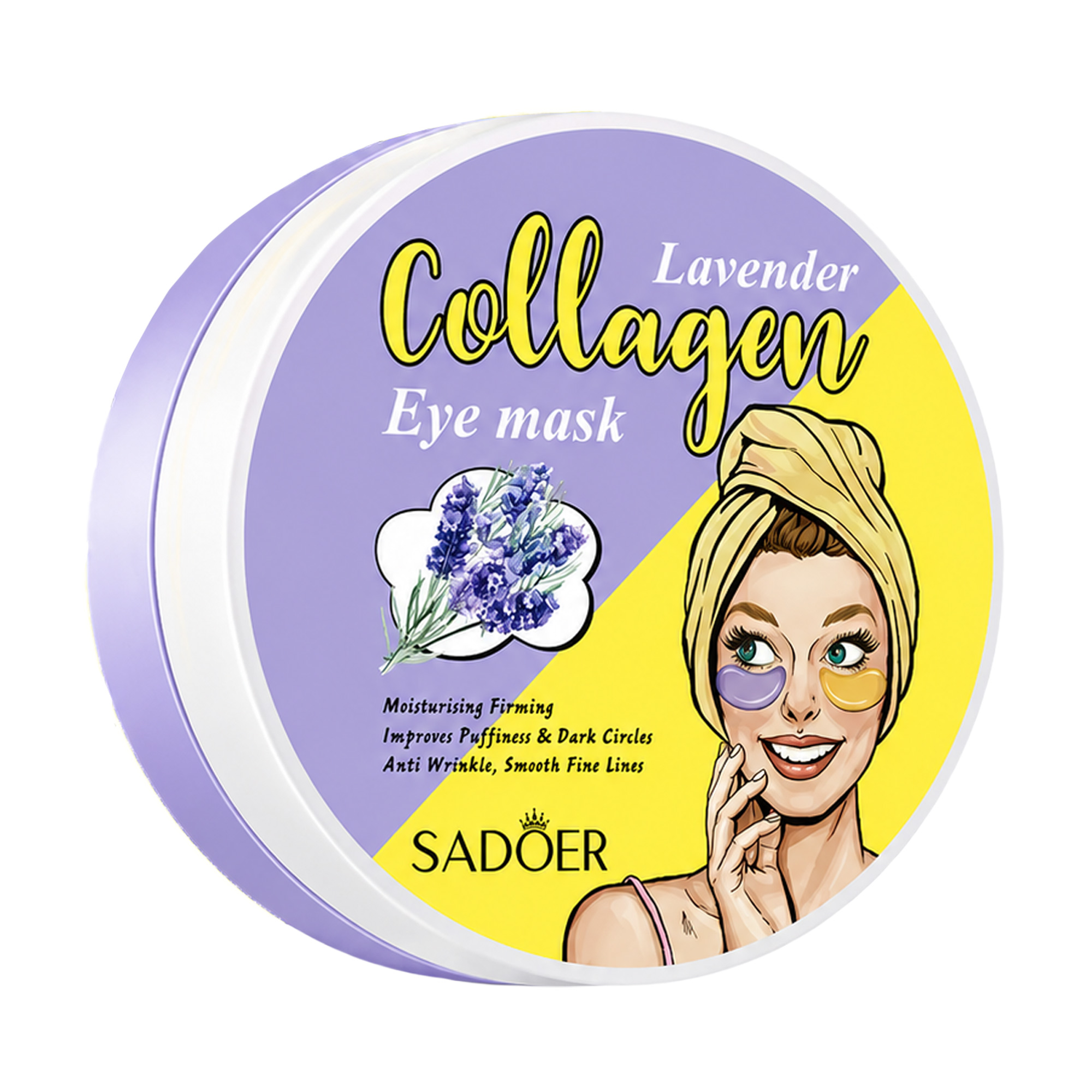 

Гідрогелеві патчі для шкіри навколо очей Sadoer Lavander Collagen Eye Mask з колагеном та лавандаю, 60 шт
