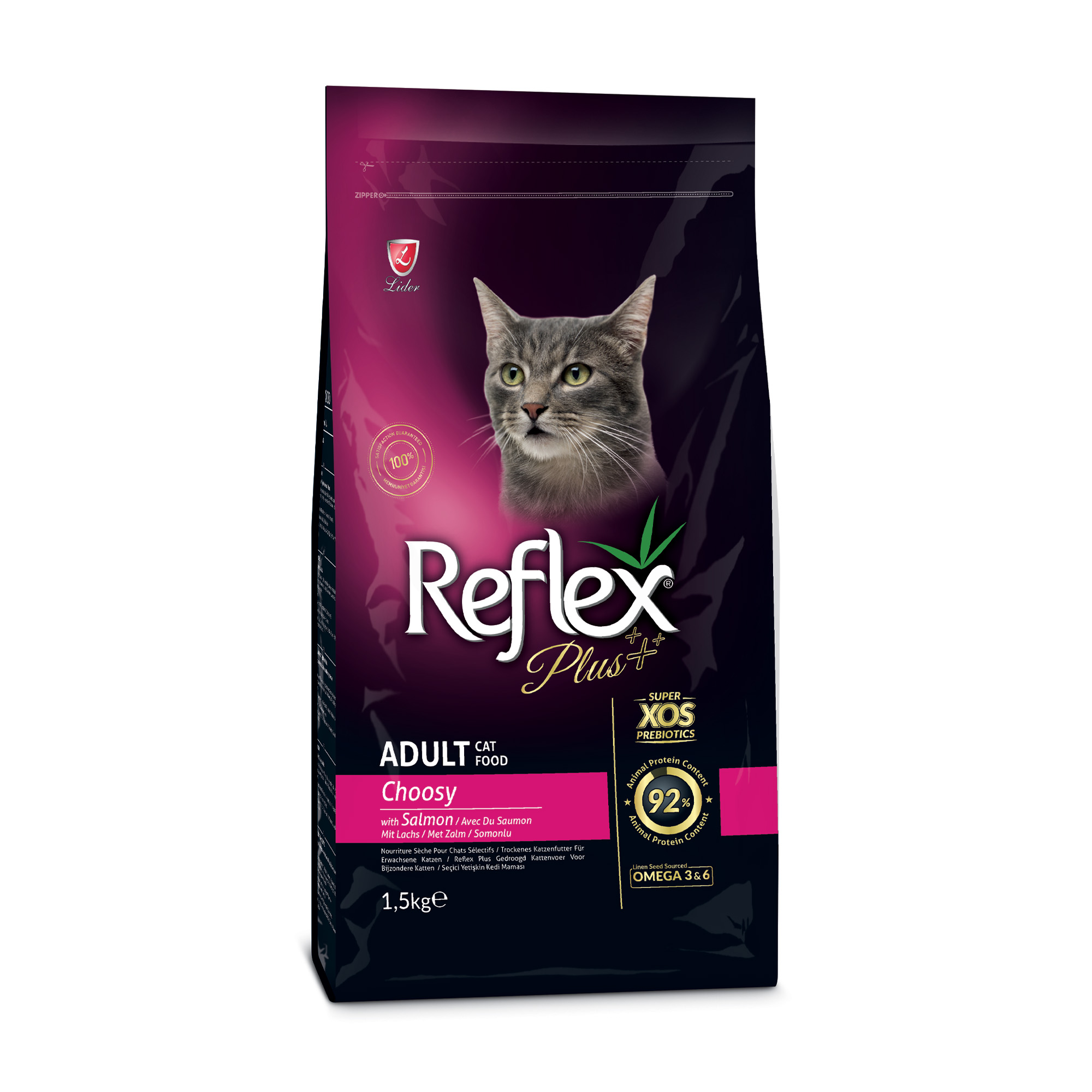 

Сухий корм для вибагливих котів Reflex Plus Choosy з лососем, 1.5 кг