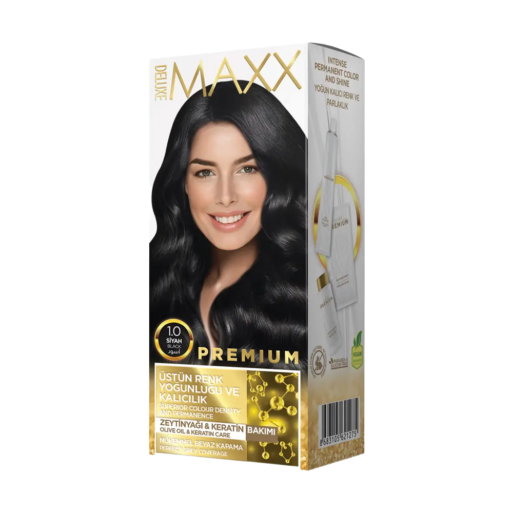 Фарба для волосся Maxx Deluxe Premium 1.0 Чорний, 110 мл