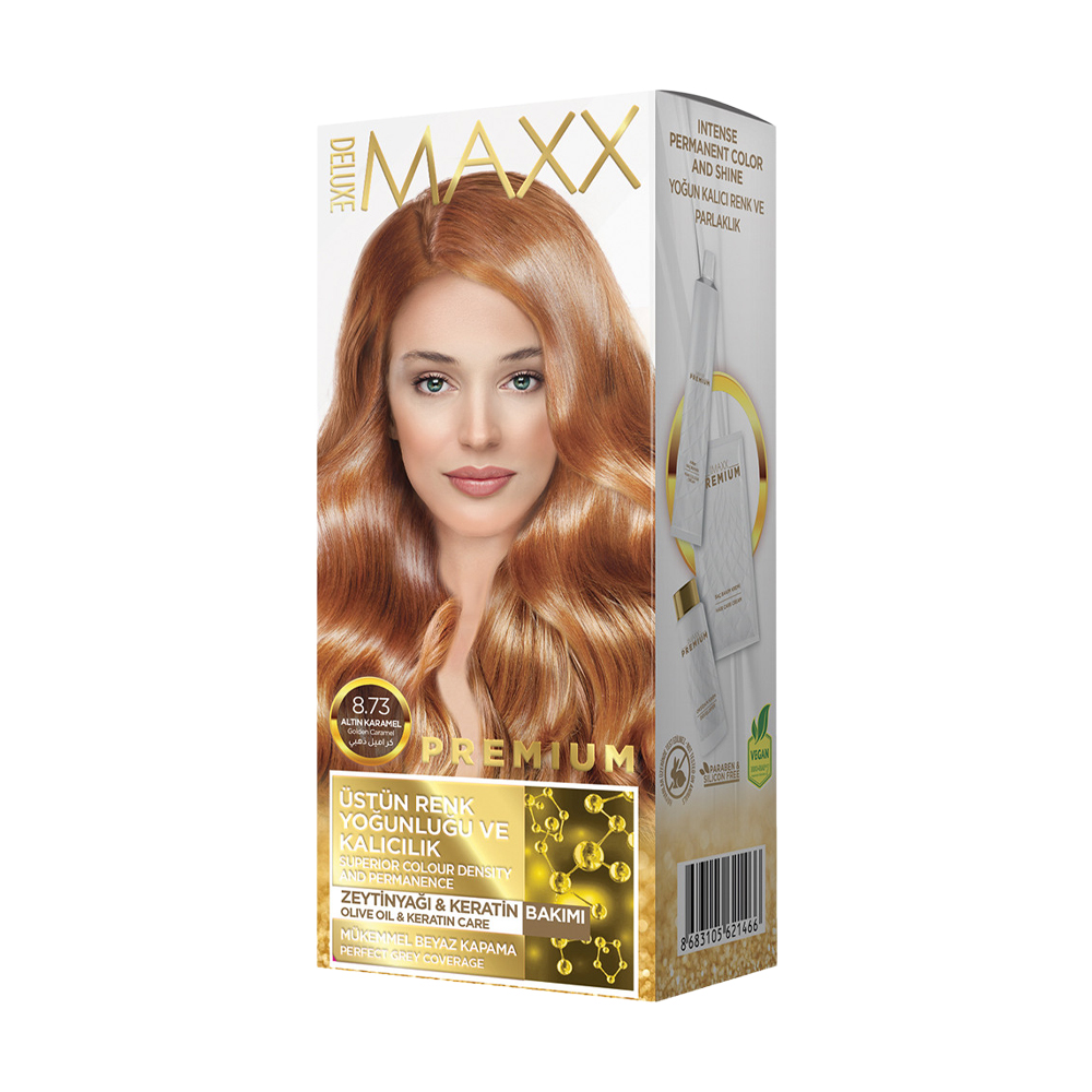 Фарба для волосся Maxx Deluxe Premium 8.73 Золота карамель, 110 мл