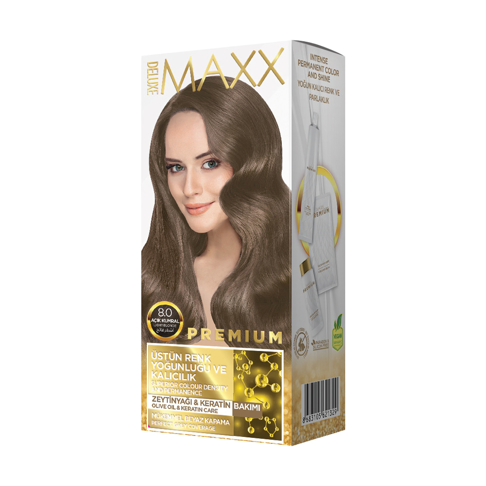 

Фарба для волосся Maxx Deluxe Premium 8.0 Світло-русявий, 110 мл