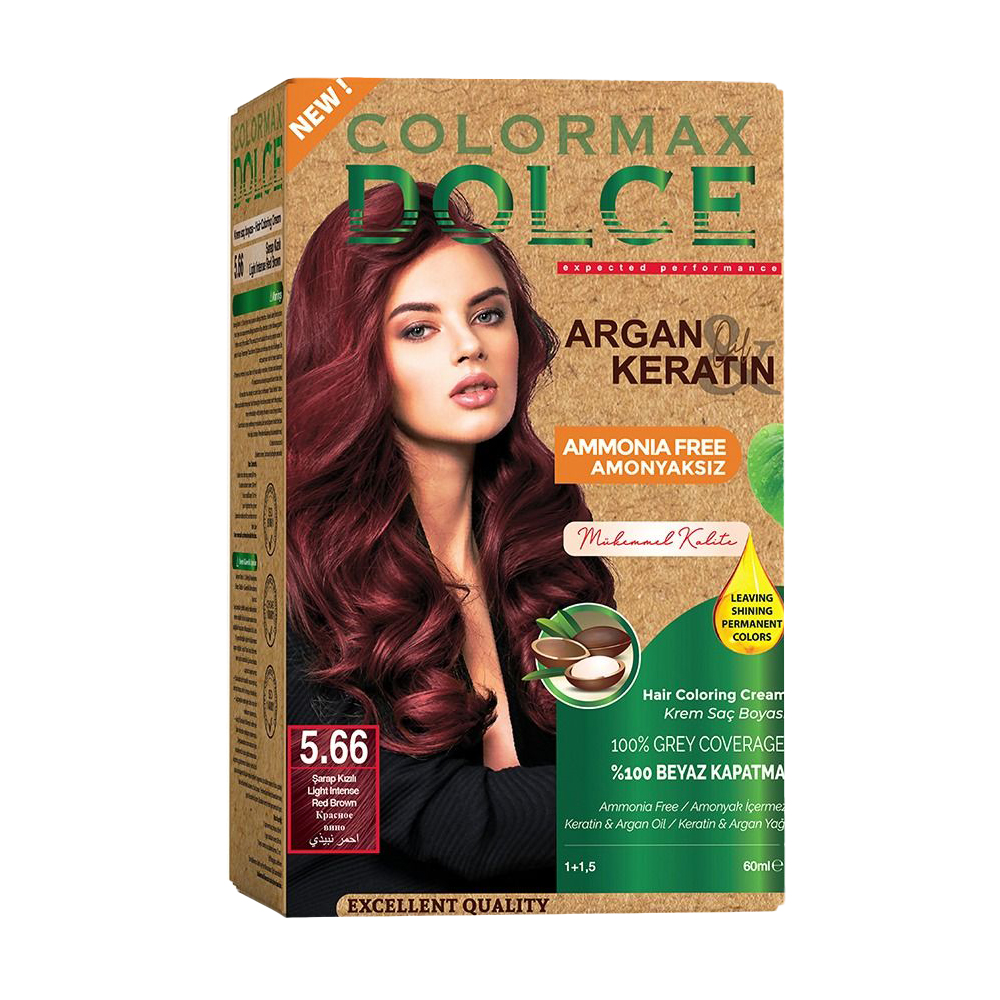 

Безаміачна крем-фарба для волосся Colormax Dolce Ammonia Free Hair Coloring Cream 5.66 Red Brown, 165 мл