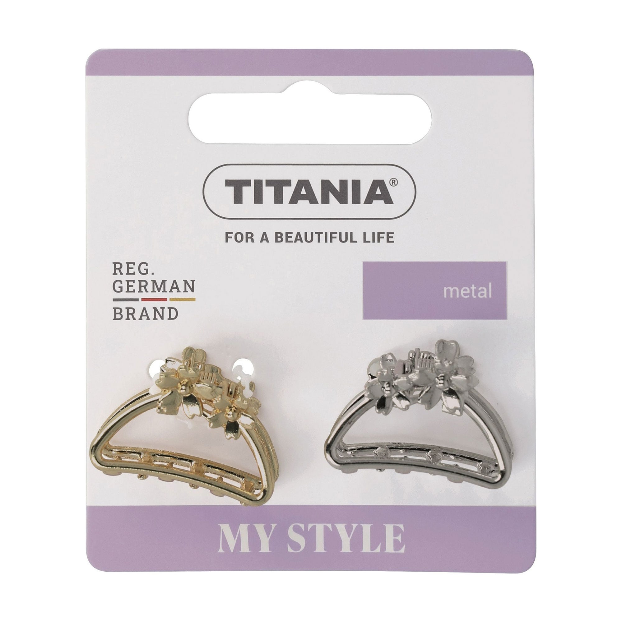 Заколка-краб для волосся Titania міні, 2 кольори, 2 см, 2 шт (8355)