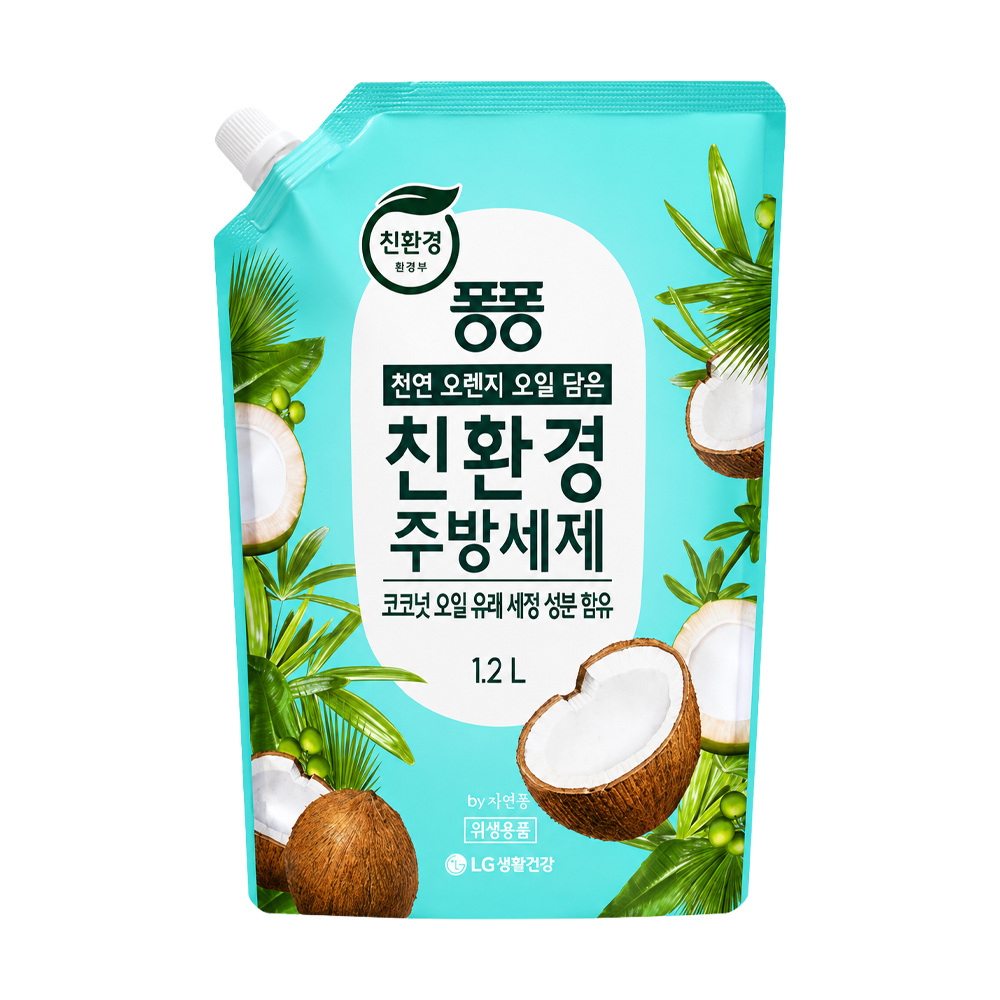 

Засіб для миття посуду LG Household & Health Pongpong Eco-Friendly Kitchen Detergent, Coconut Oil, 1.2 л (дойпак)