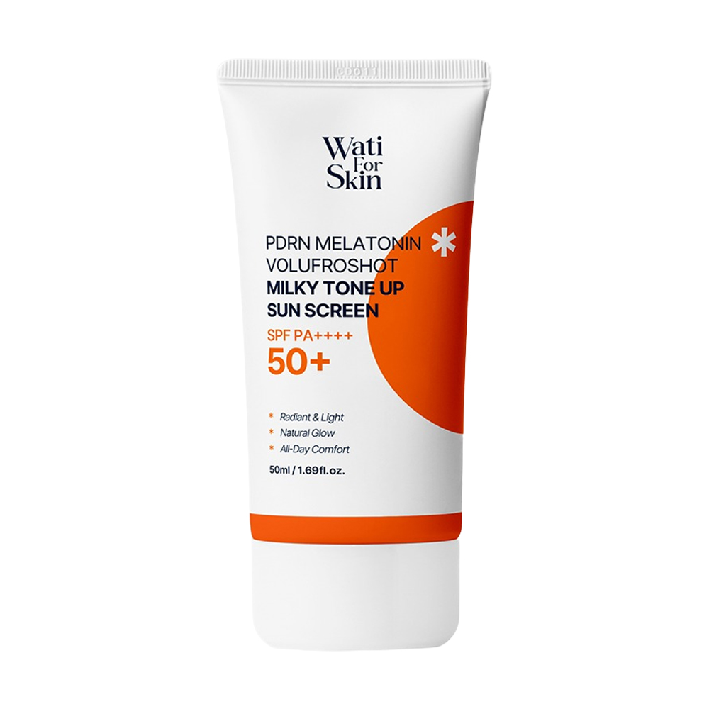 

Сонцезахисний тонувальний крем для обличчя Wati For Skin PDRN Melatonin Volufroshot Milky Tone Up Sun Screen SPF 50+ PA++++, 50 мл