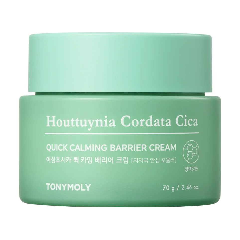 

Захисний крем для обличчя Tony Moly Houttuynia Cordata Cica Quick Calming Barrier Cream з хаутюнією та центелою, 70 г
