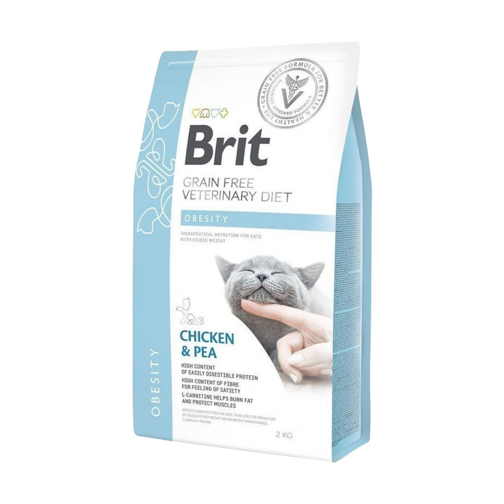 Сухий корм для котів з надмірною вагою та ожирінням Brit Veterinary Diet Cat Obesity з куркою та горохом, 2 кг