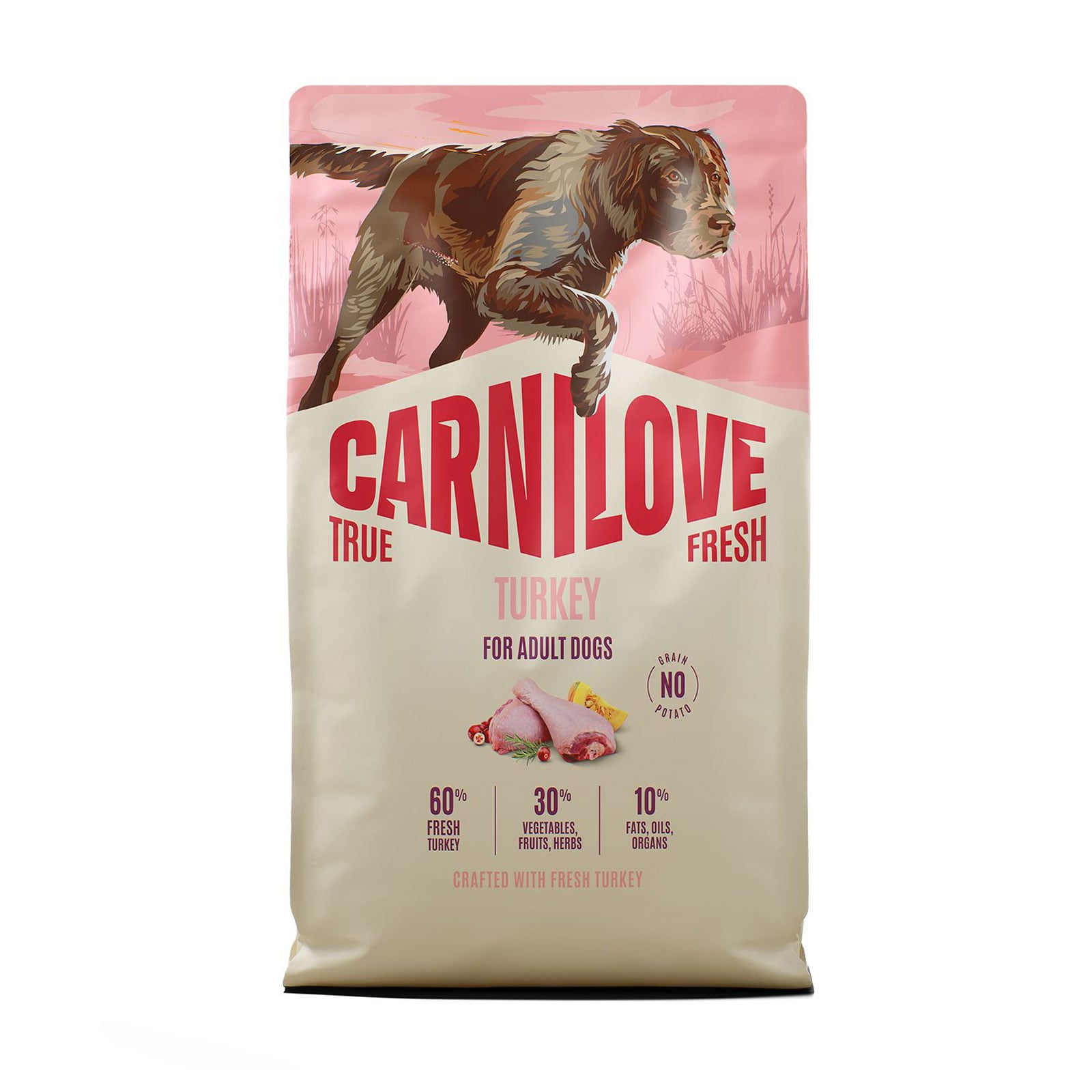 

Сухий корм для дорослих собак всіх порід Carnilove True Fresh Turkey з індичкою, 4 кг