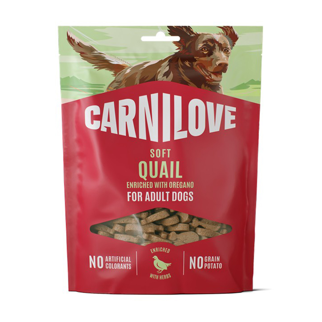 Ласощі для дорослих собак Carnilove Soft Snack Quail With Oregano з перепілкою та орегано, 200 г