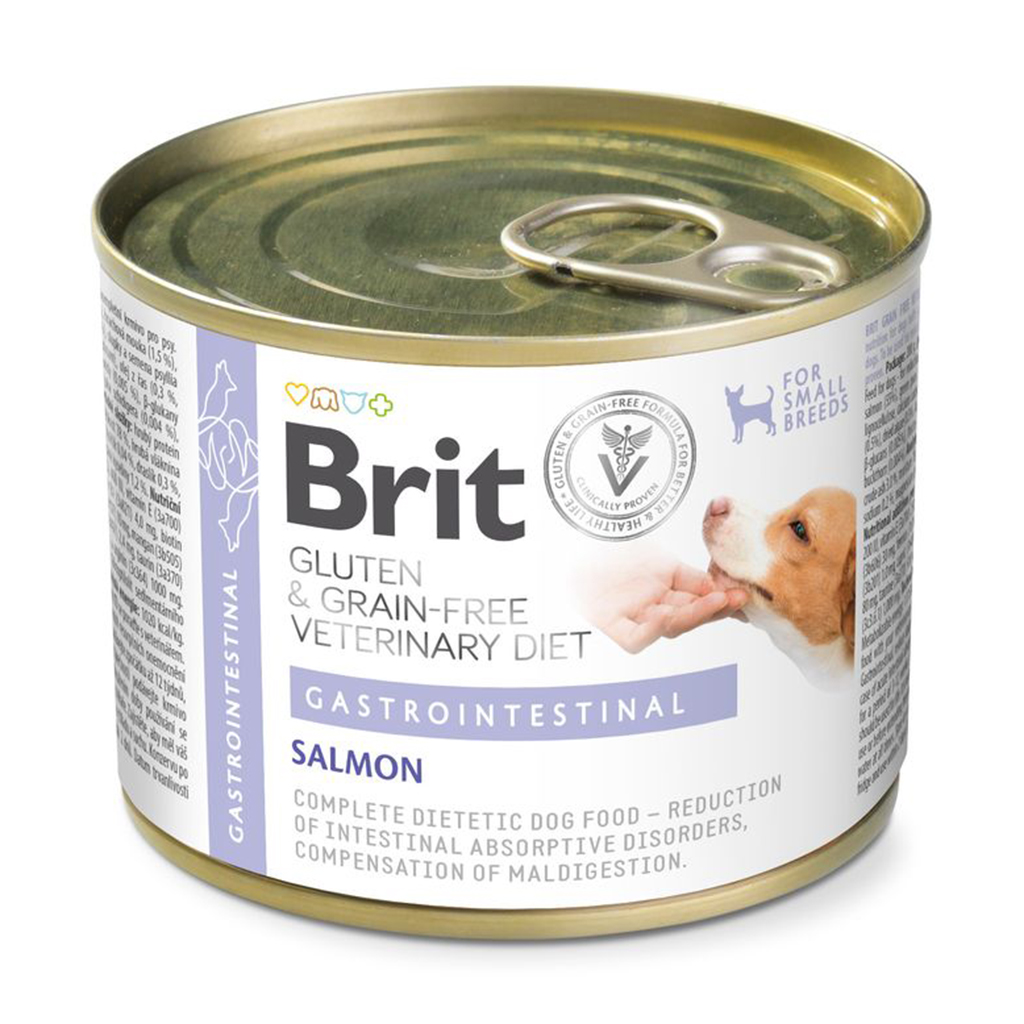 

Вологий корм для собак Brit Veterinary Diet Gastrointestinal при проблемах з травленням, з лососем, 200 г
