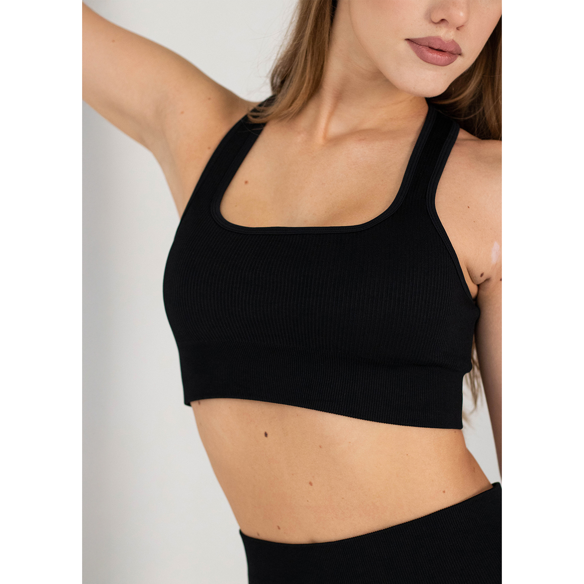 

Безшовний спортивний топ жіночий Flexit Flex Top Cut-Out Fit в рубчик, Black-Black, розмір M