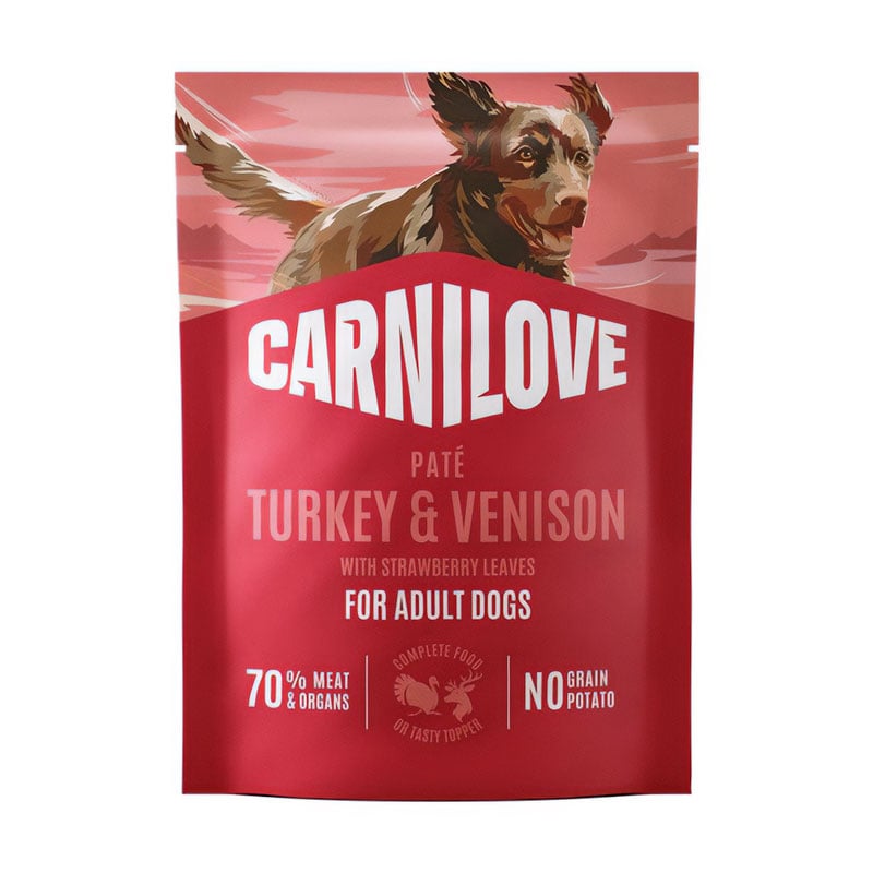 

Вологий корм для дорослих собак Carnilove Turkey & Venison With Strawberry Leaves Паштет з індичкою, олениною та листям полуниці, 300 г