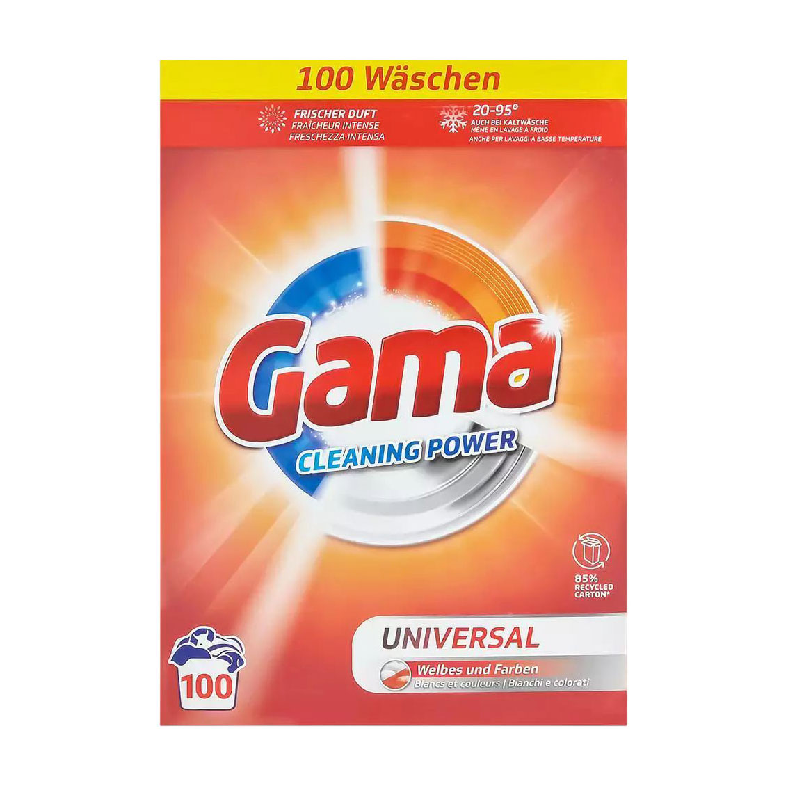

Пральний порошок Gama Universal, 100 циклів прання, 6 кг (коробка)