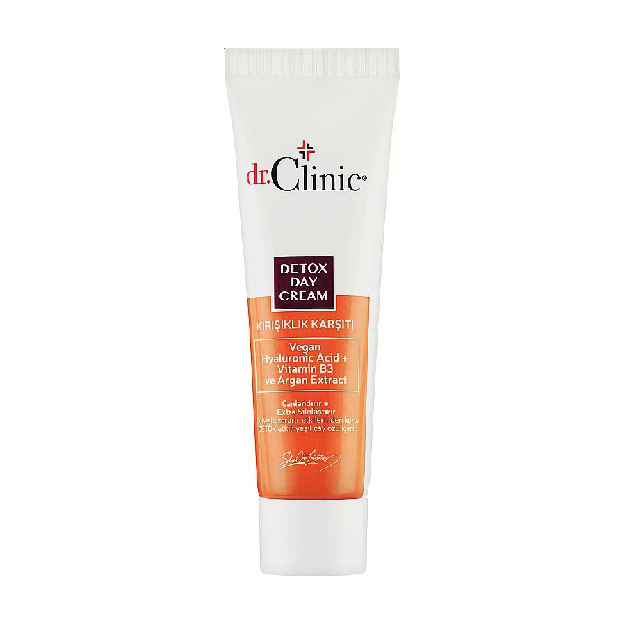 

Денний детокс крем для обличчя Dr.Clinic Detox Day Cream з веганською гіалуроновою кислотою, вітаміном B3 та аргановою олією, 50 мл