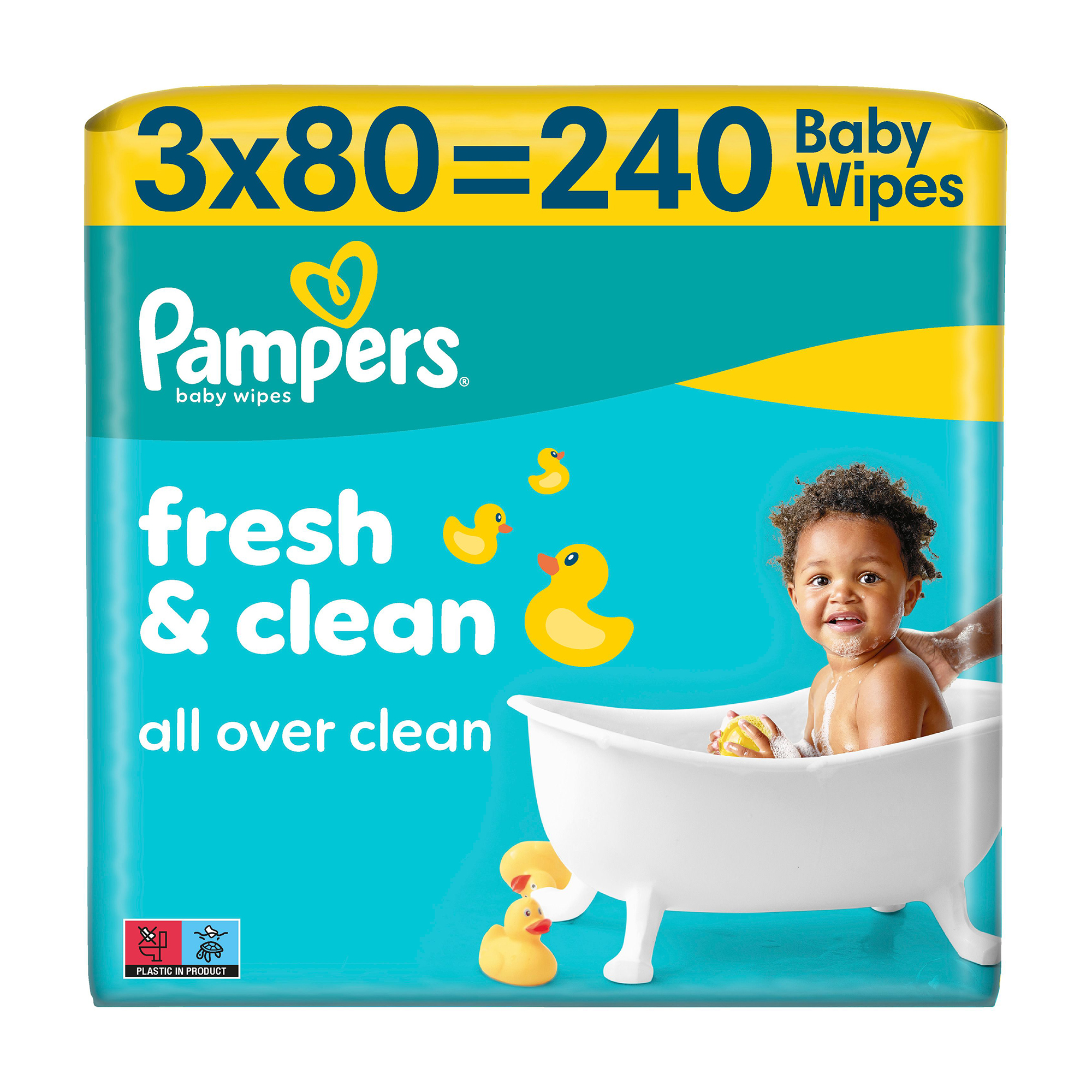 Дитячі вологі серветки Pampers Fresh & Clean, 3*80 шт