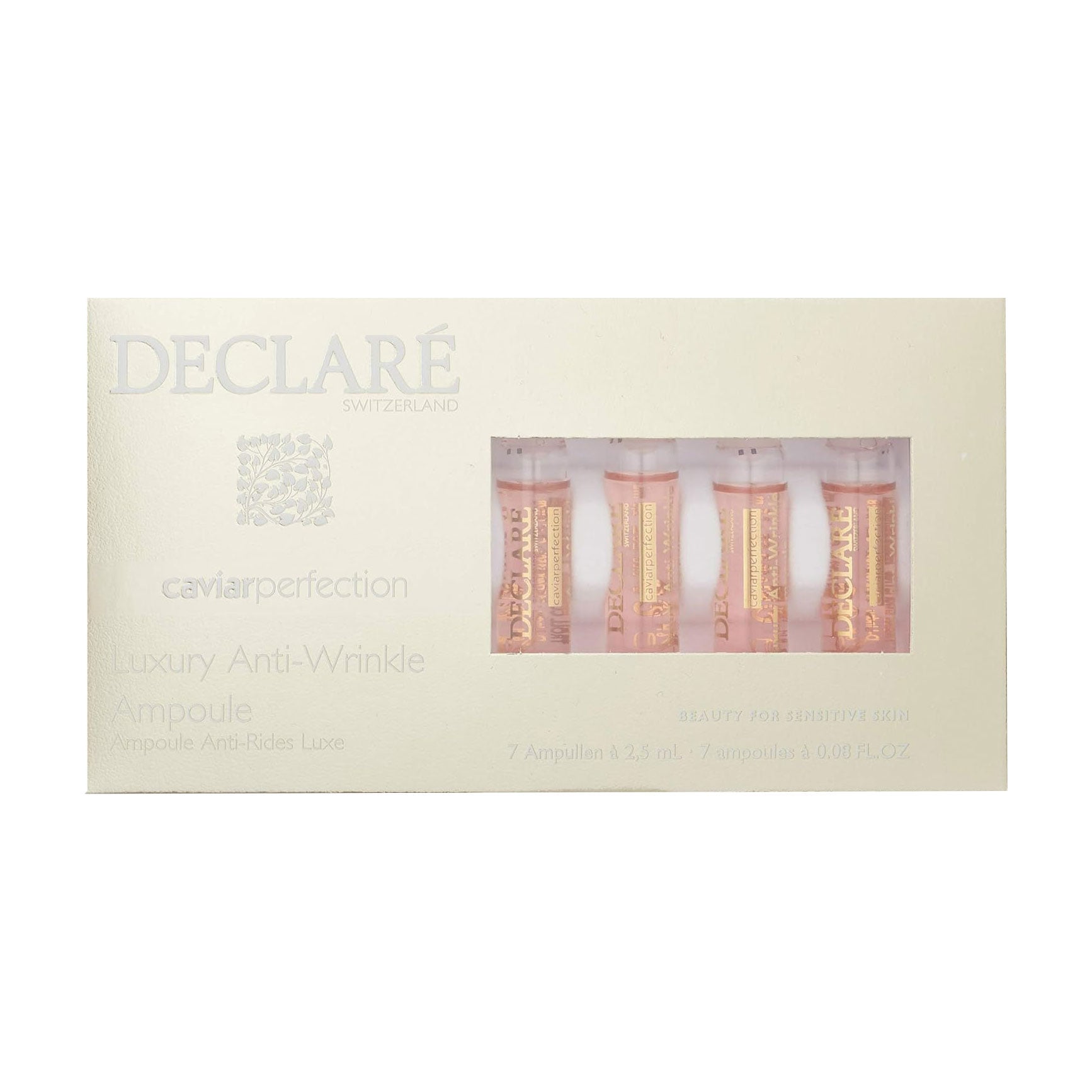 

Відновлювальний концентрат для обличчя Declare Caviar Perfection Luxury Anti-Wrinkle Ampoule з екстрактом чорної ікри, 7*2.5 мл
