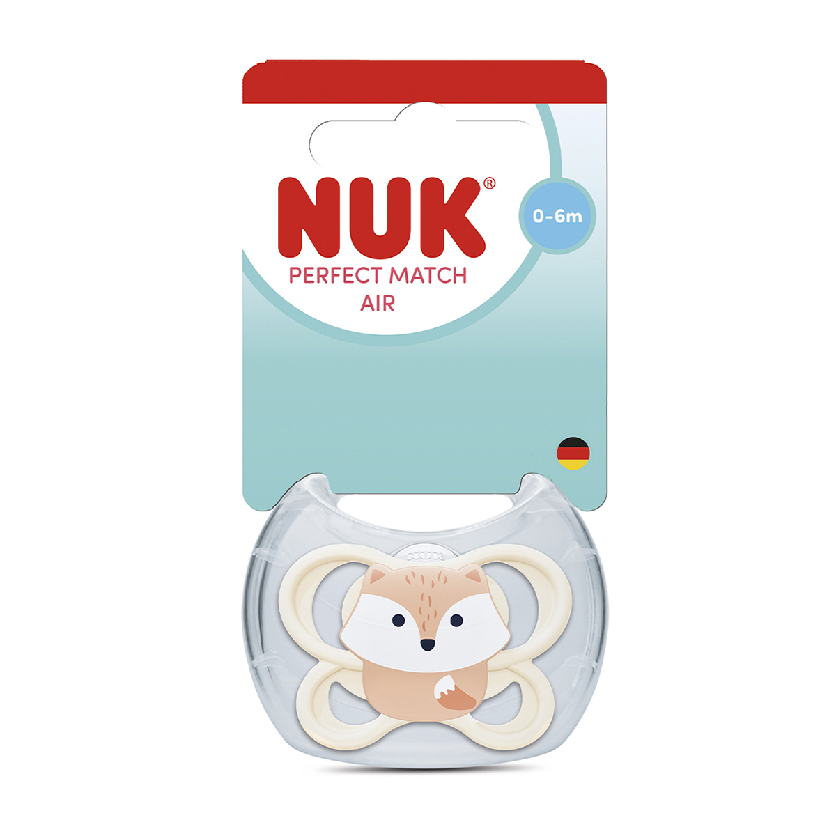 Силіконова ортодонтична пустушка NUK Perfect Match Air Лисиця, від народження до 6 місяців, 1 шт (3954156)