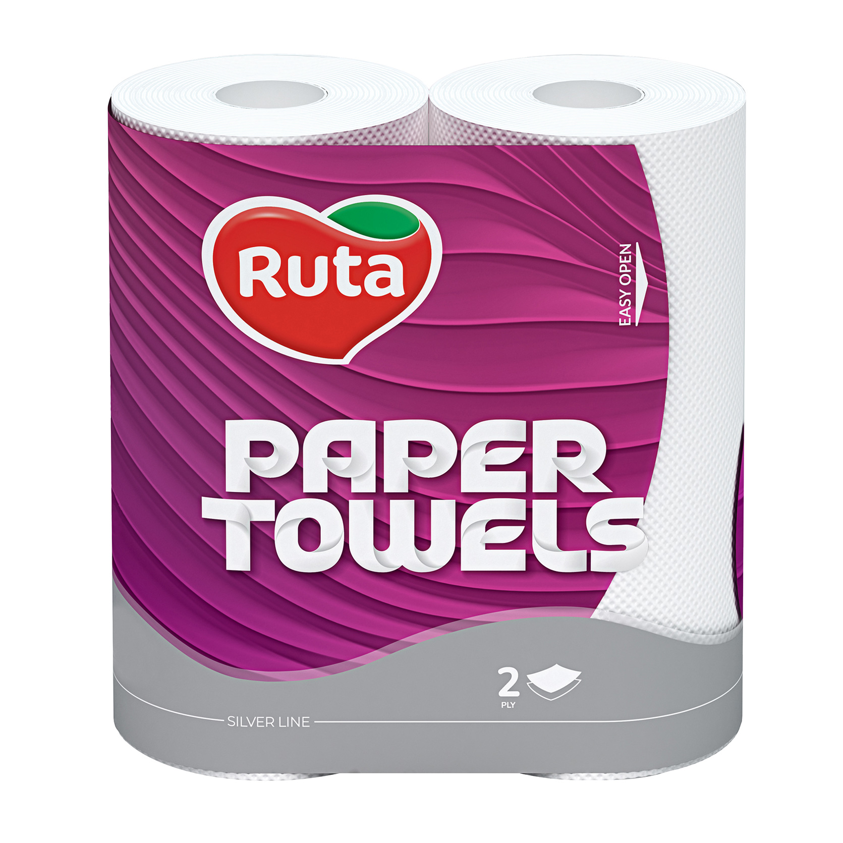 

Уцінка! Паперові рушники RUTA Universal білі, 2-шарові, 62 відриви, 2 рулони