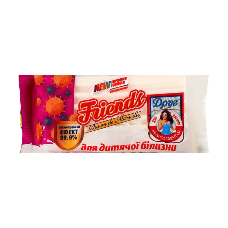 

Господарське тверде мило Друг Friends Savon de Marseille для прання дитячої білизни, 125 г