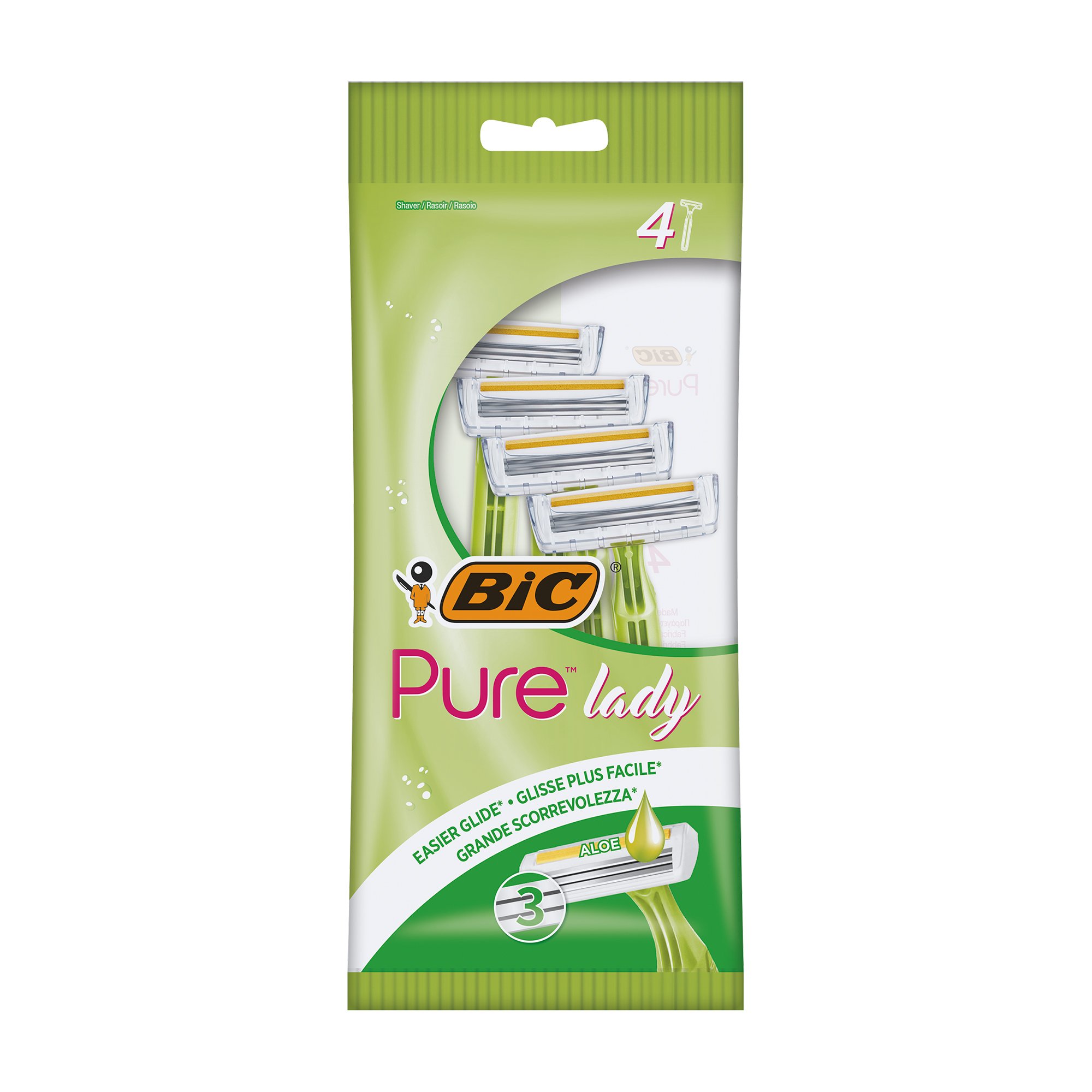 

Одноразові станки для гоління BIC Pure 3 Lady Green жіночі, 4 шт