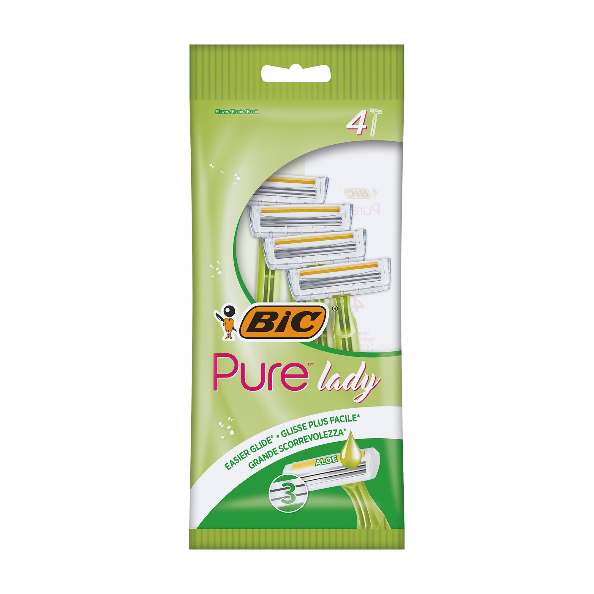 Акція на Одноразові станки для гоління BIC Pure 3 Lady Green жіночі, 4 шт від Eva