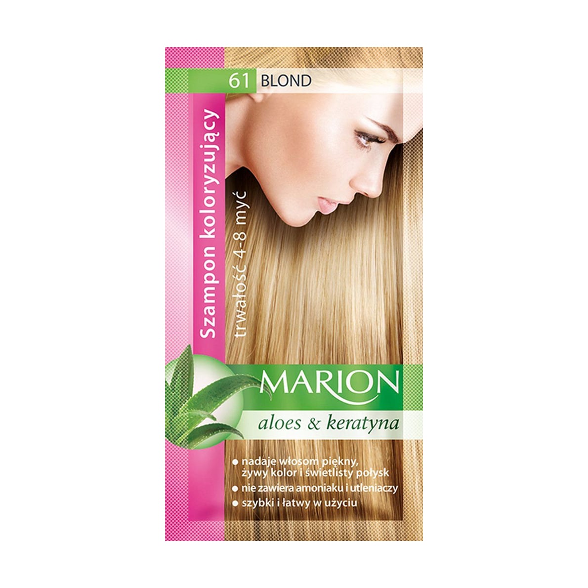 

Уцінка! Відтінковий шампунь для волосся Marion Aloe & Keratin Hair Color Shampoo 61 Blonde, 40 мл