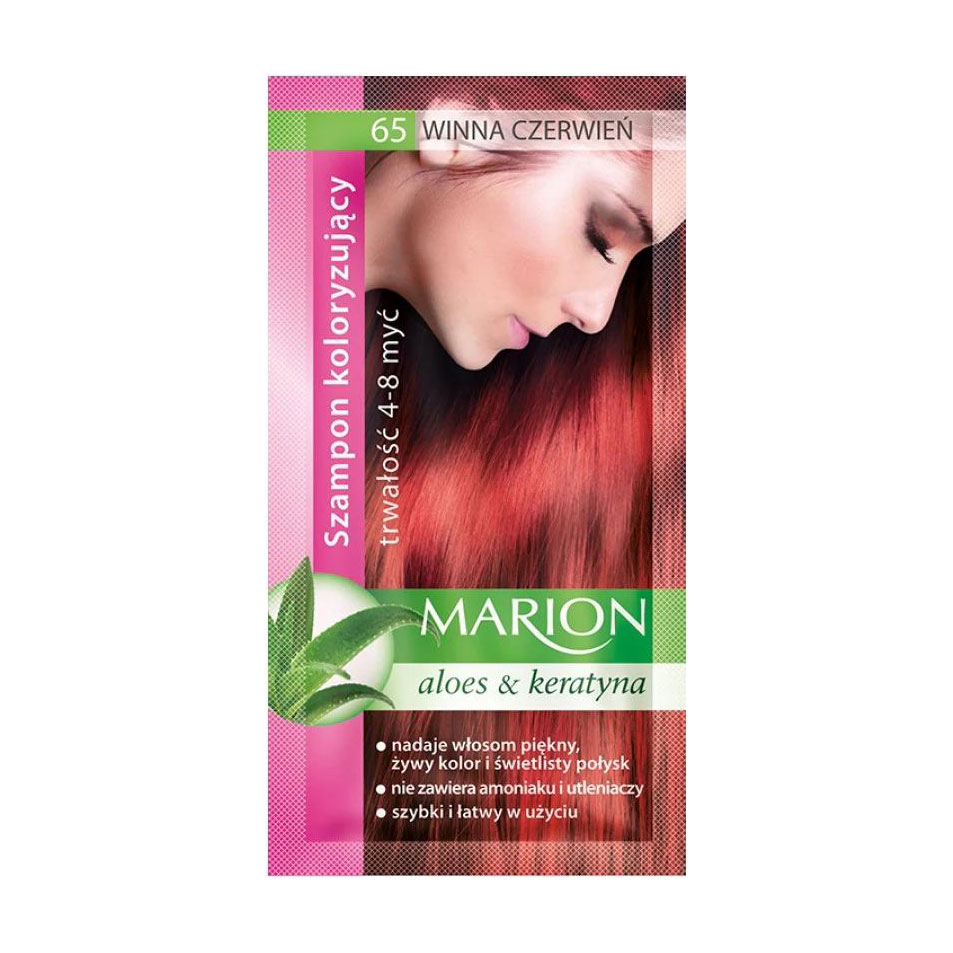 

Відтінковий шампунь для волосся Marion Aloe & Keratin Hair Color Shampoo 65 Wine Red, 40 мл