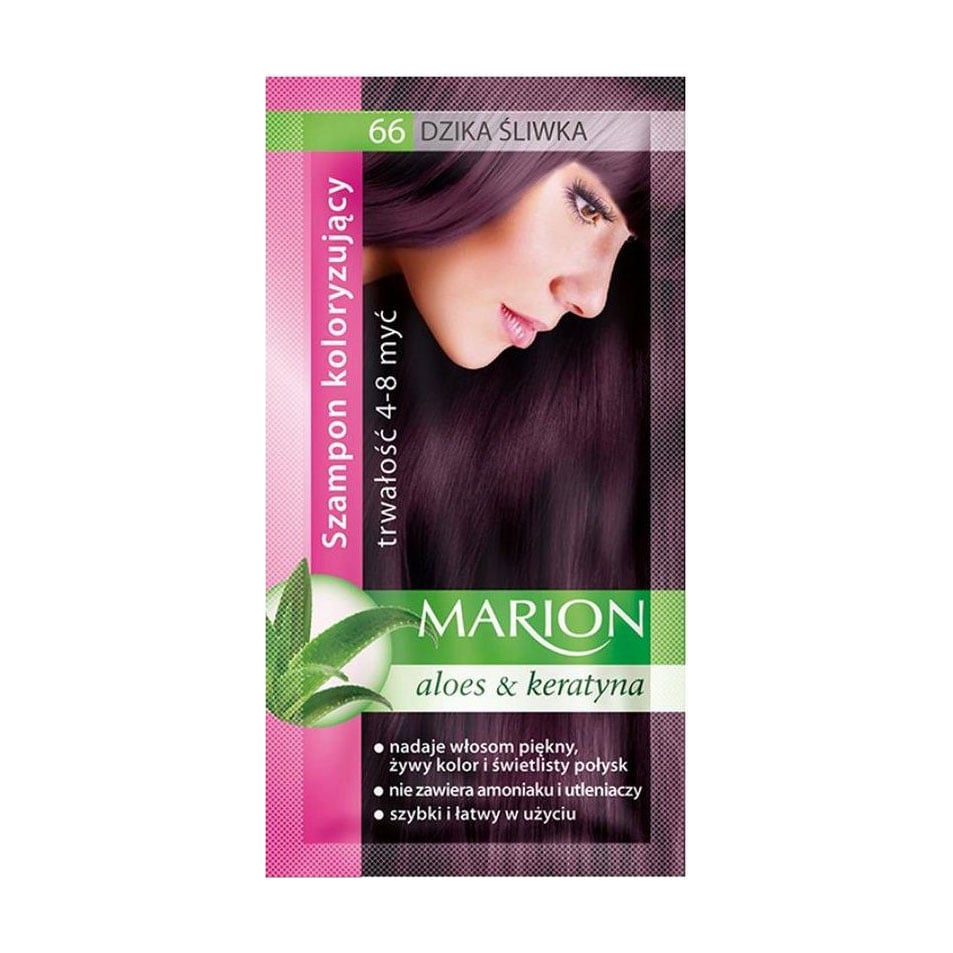 Відтінковий шампунь для волосся Marion Aloe & Keratin Hair Color Shampoo 66 Wild Plum, 40 мл