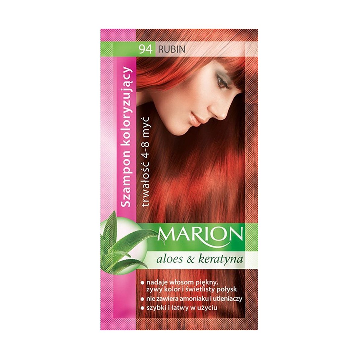 

Уцінка! Відтінковий шампунь для волосся Marion Aloe & Keratin Hair Color Shampoo 94 Ruby, 40 мл