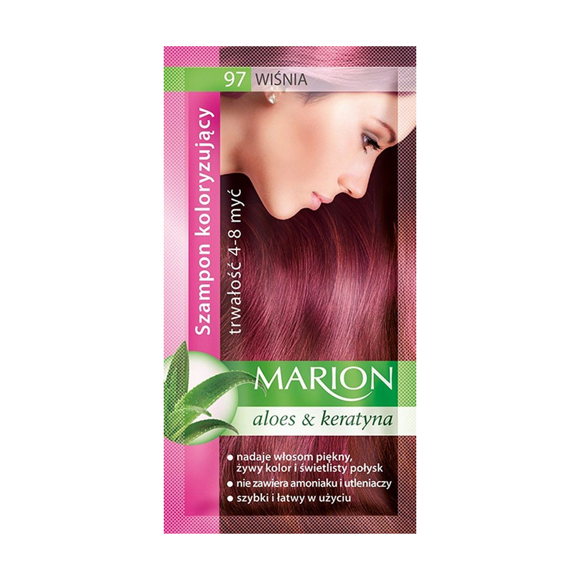 

Уцінка! Відтінковий шампунь для волосся Marion Aloe & Keratin Hair Color Shampoo 97 Cherry, 40 мл