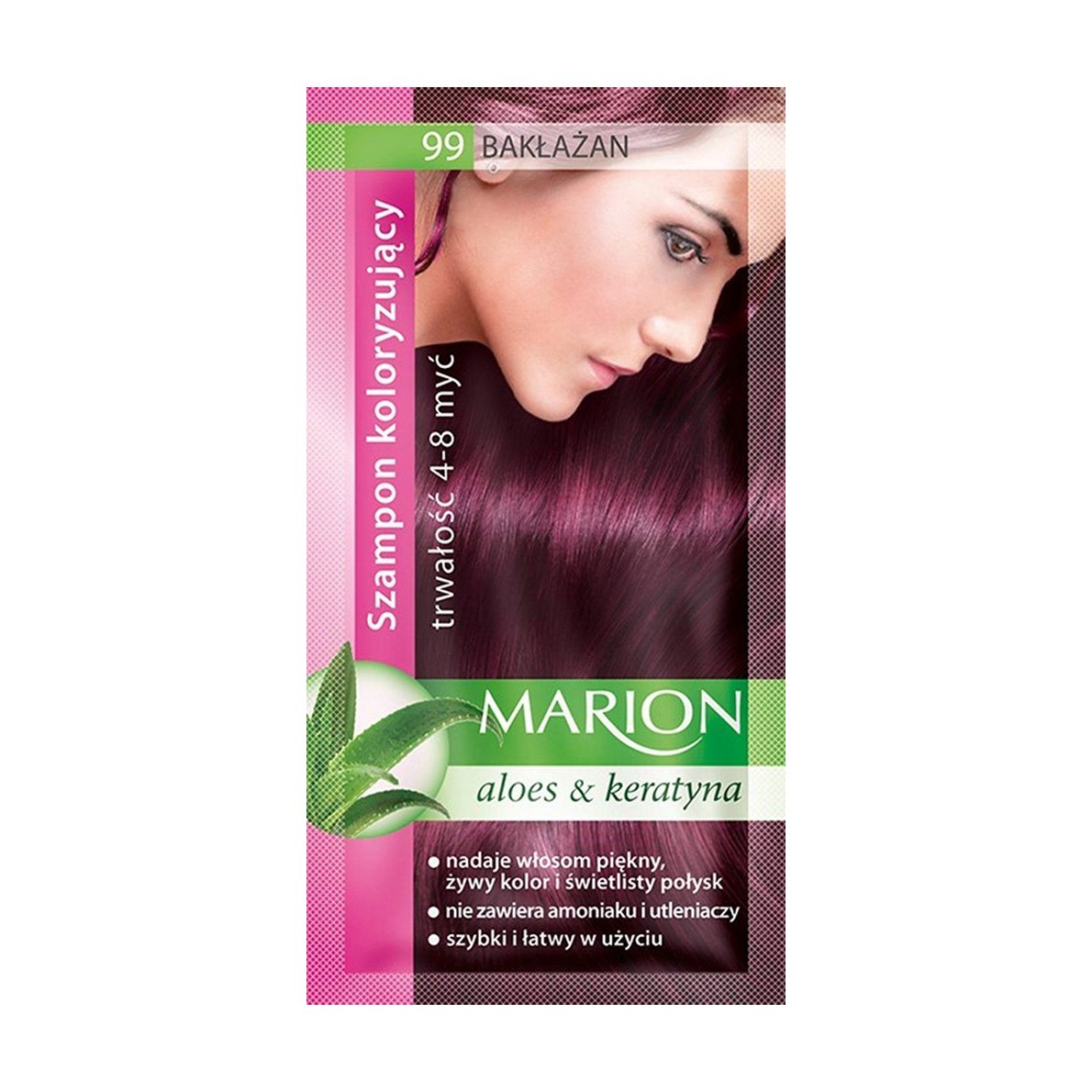 

Відтінковий шампунь для волосся Marion Aloe & Keratin Hair Color Shampoo 99 Aubergine, 40 мл