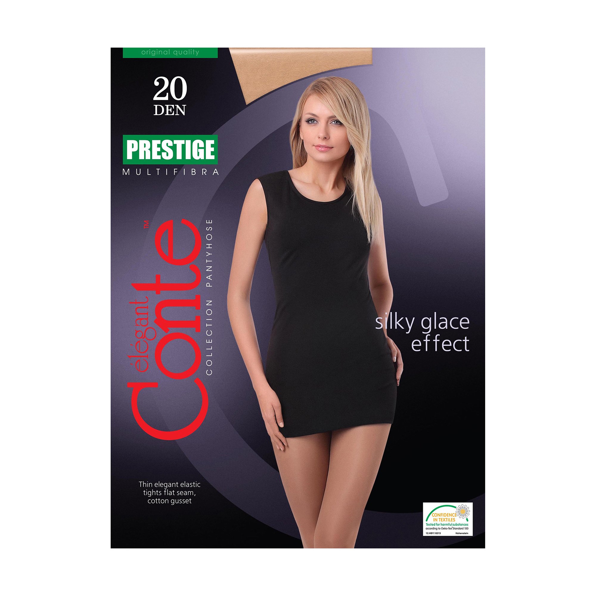 

Колготки жіночі Conte elegant Prestige з ефектом ніжного шовку, без шортиків, 20 DEN, Nero, розмір 2