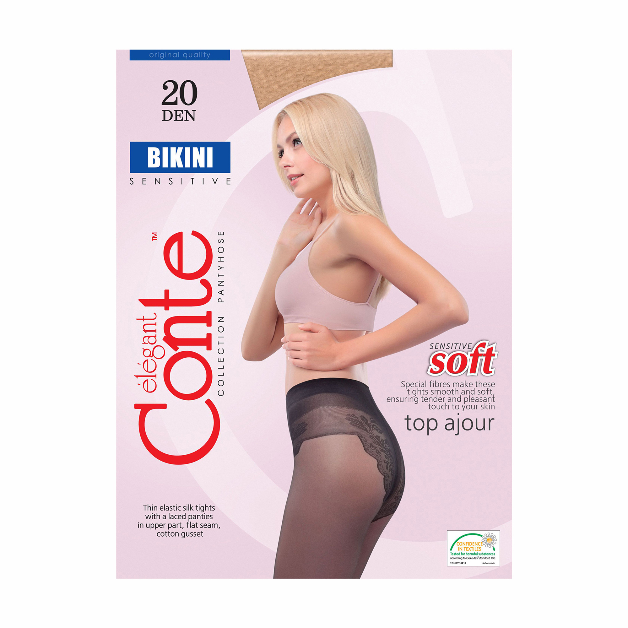 

Колготки жіночі Conte elegant Bikini з ажурними трусиками, 20 DEN, Mocca, розмір 2