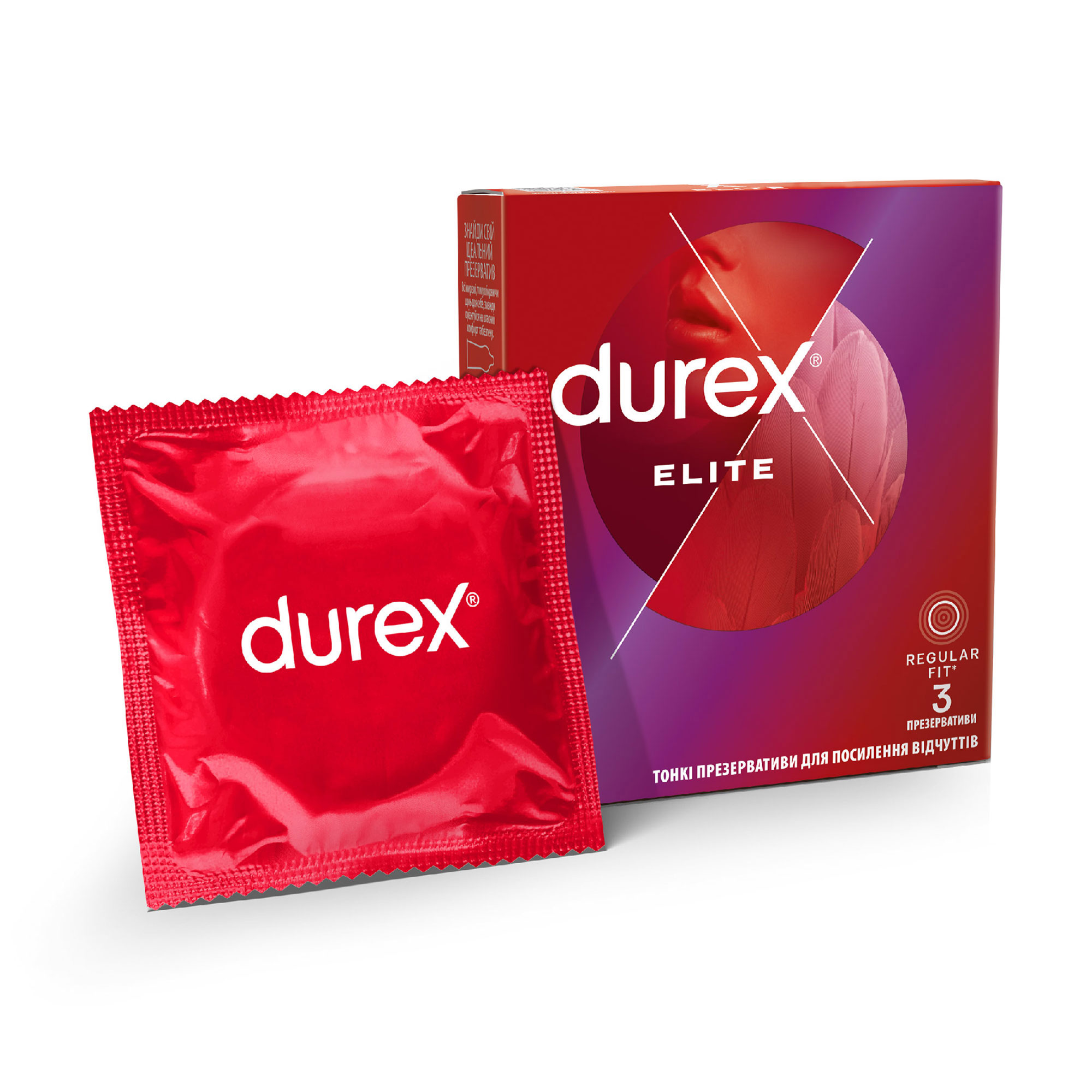 

Презервативи латексні з силіконовою змазкою Durex Elite тонкі, З шт