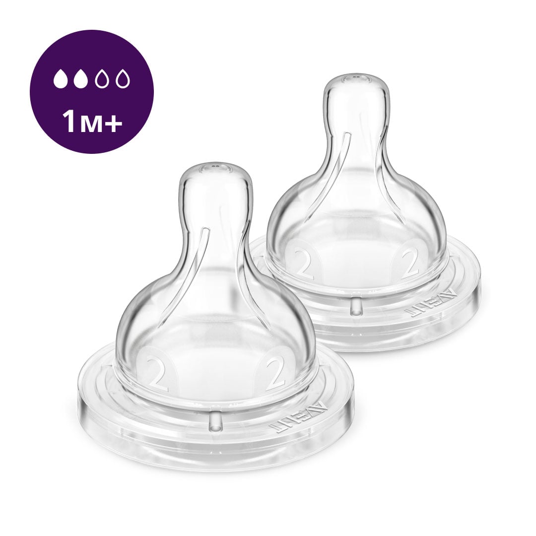 Силіконова соска PHILIPS AVENT Анти-колік, повільний потік, від 1 місяця, 2 шт (SCY762/02)