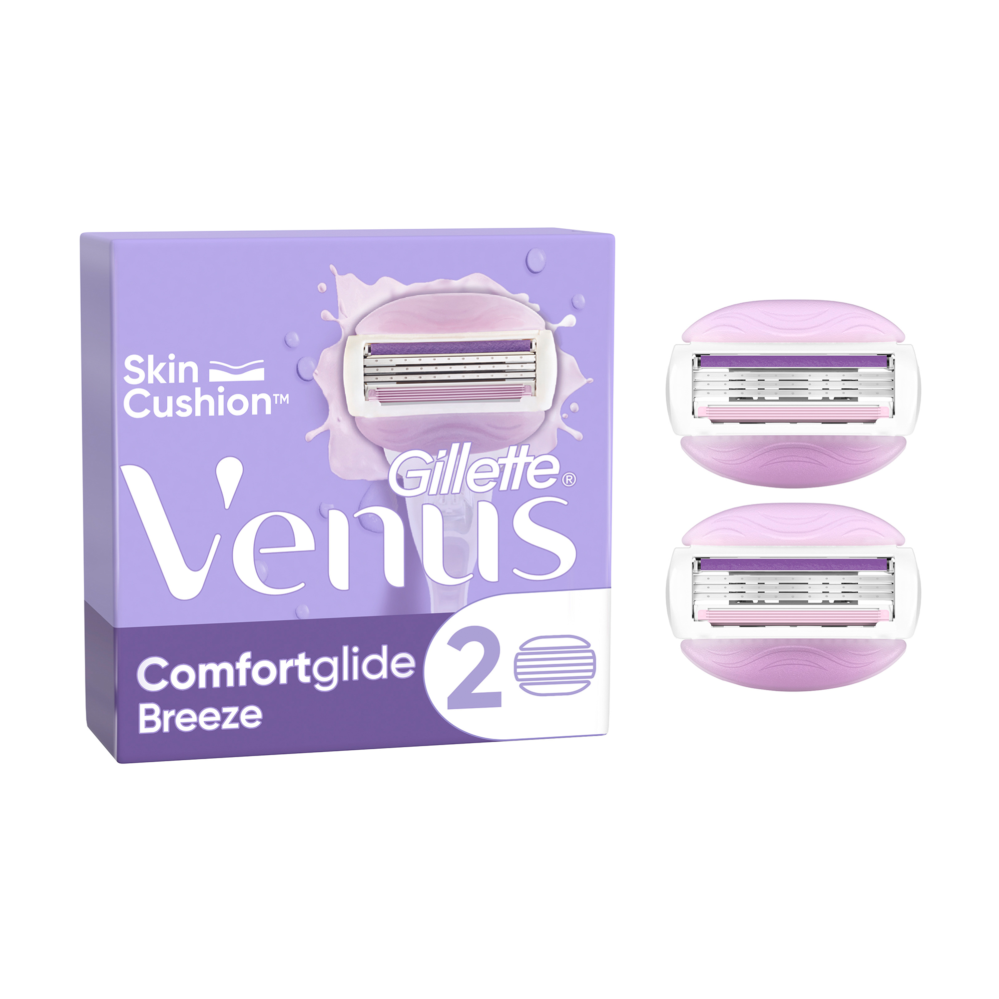 

Уцінка! Змінні картриджі для гоління Gillette Venus Comfort Glide Breeze жіночі, з вбудованими подушками з гелем, 2 шт