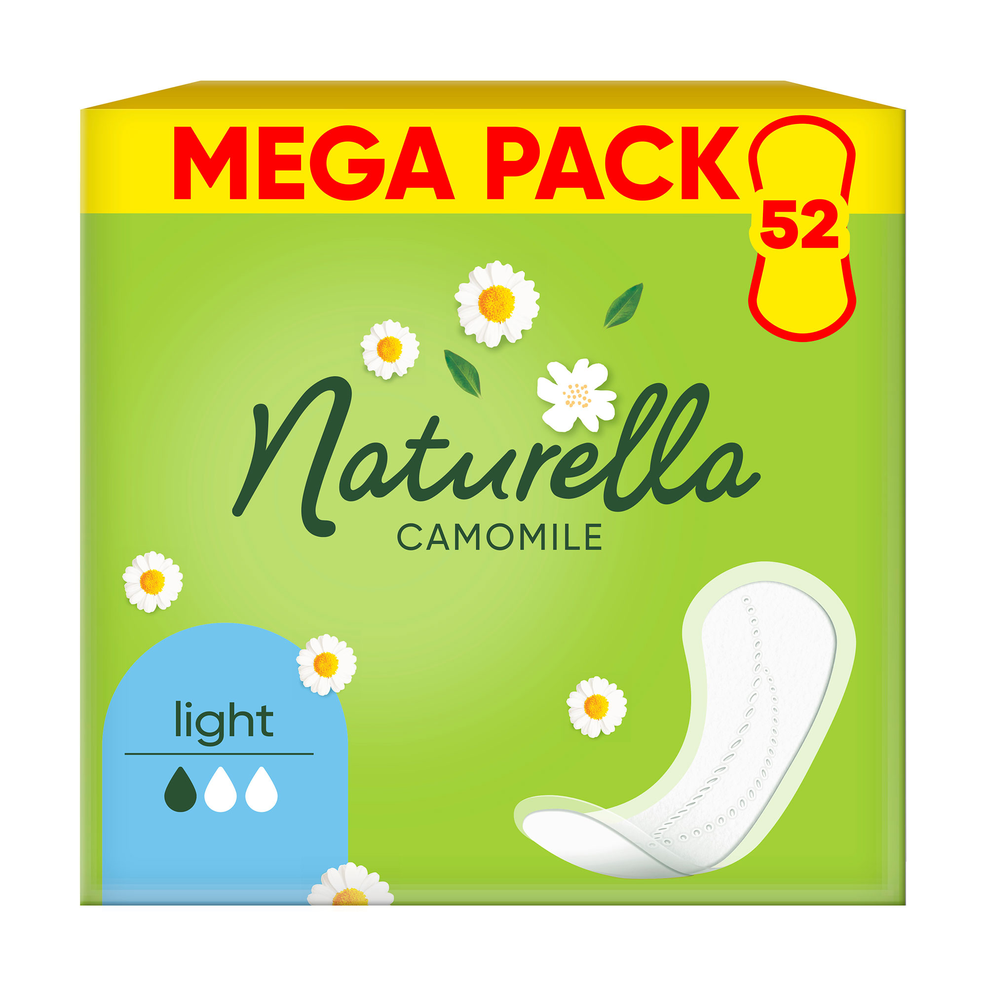 

Щоденні прокладки NATURELLA Camomile Light, 52 шт